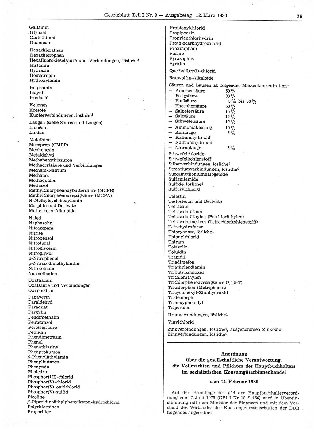 Gesetzblatt (GBl.) der Deutschen Demokratischen Republik (DDR) Teil Ⅰ 1980, Seite 75 (GBl. DDR Ⅰ 1980, S. 75)