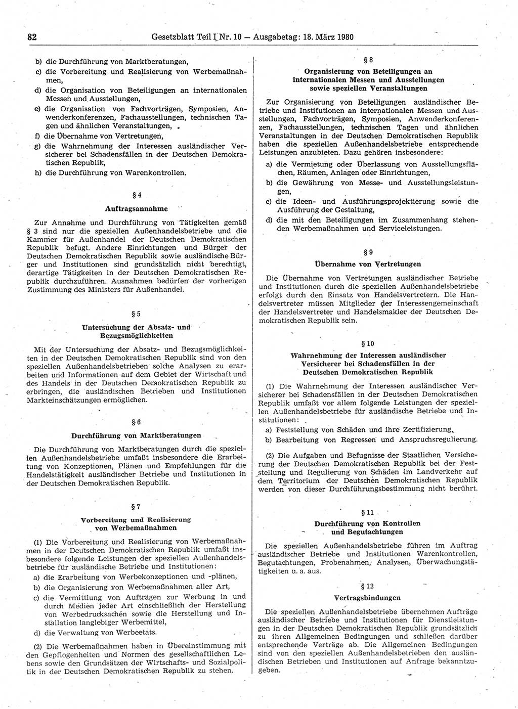 Gesetzblatt (GBl.) der Deutschen Demokratischen Republik (DDR) Teil Ⅰ 1980, Seite 82 (GBl. DDR Ⅰ 1980, S. 82)