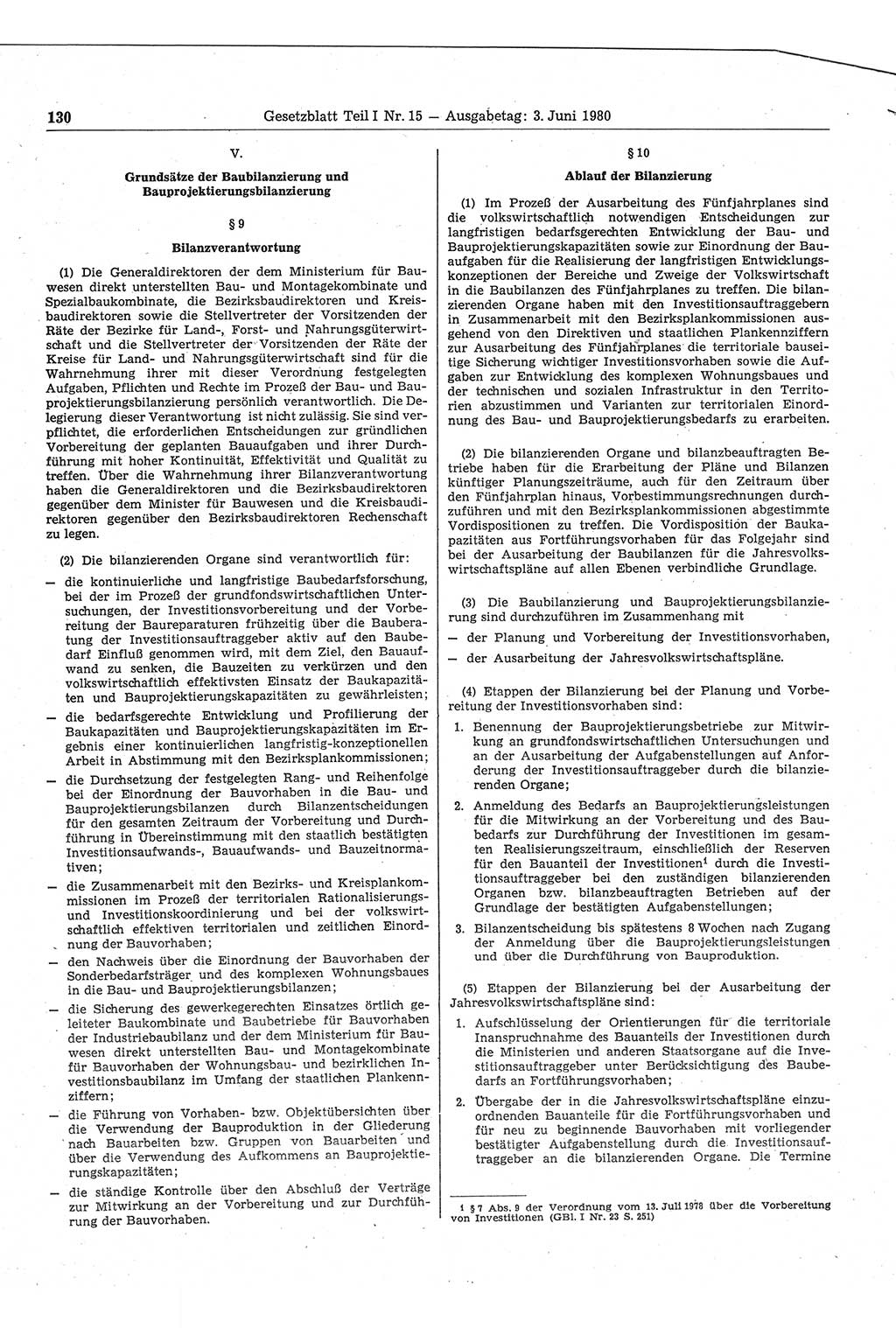 Gesetzblatt (GBl.) der Deutschen Demokratischen Republik (DDR) Teil Ⅰ 1980, Seite 130 (GBl. DDR Ⅰ 1980, S. 130)