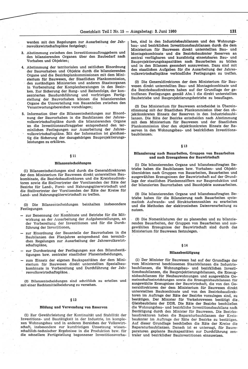 Gesetzblatt (GBl.) der Deutschen Demokratischen Republik (DDR) Teil Ⅰ 1980, Seite 131 (GBl. DDR Ⅰ 1980, S. 131)