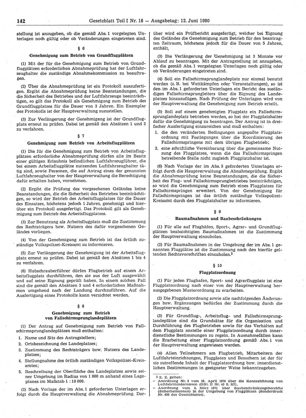Gesetzblatt (GBl.) der Deutschen Demokratischen Republik (DDR) Teil Ⅰ 1980, Seite 142 (GBl. DDR Ⅰ 1980, S. 142)