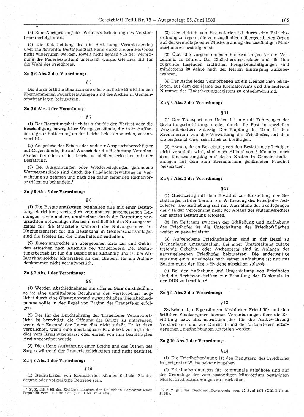 Gesetzblatt (GBl.) der Deutschen Demokratischen Republik (DDR) Teil Ⅰ 1980, Seite 163 (GBl. DDR Ⅰ 1980, S. 163)