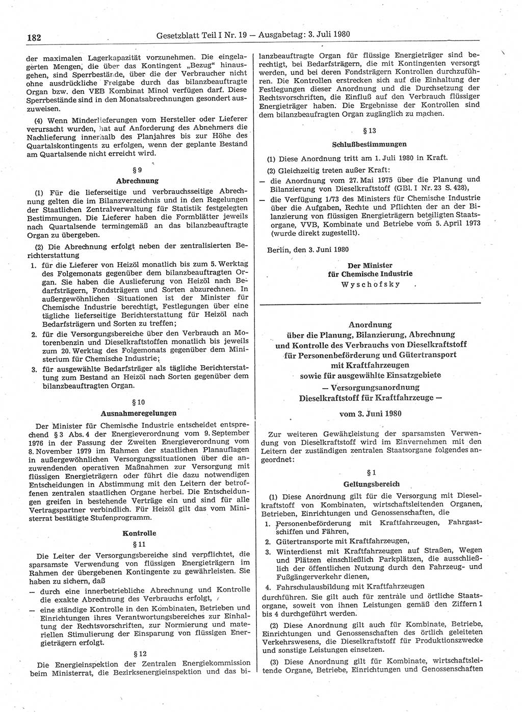 Gesetzblatt (GBl.) der Deutschen Demokratischen Republik (DDR) Teil Ⅰ 1980, Seite 182 (GBl. DDR Ⅰ 1980, S. 182)