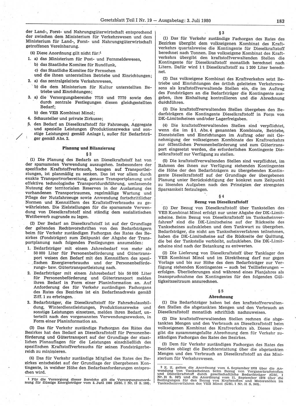 Gesetzblatt (GBl.) der Deutschen Demokratischen Republik (DDR) Teil Ⅰ 1980, Seite 183 (GBl. DDR Ⅰ 1980, S. 183)