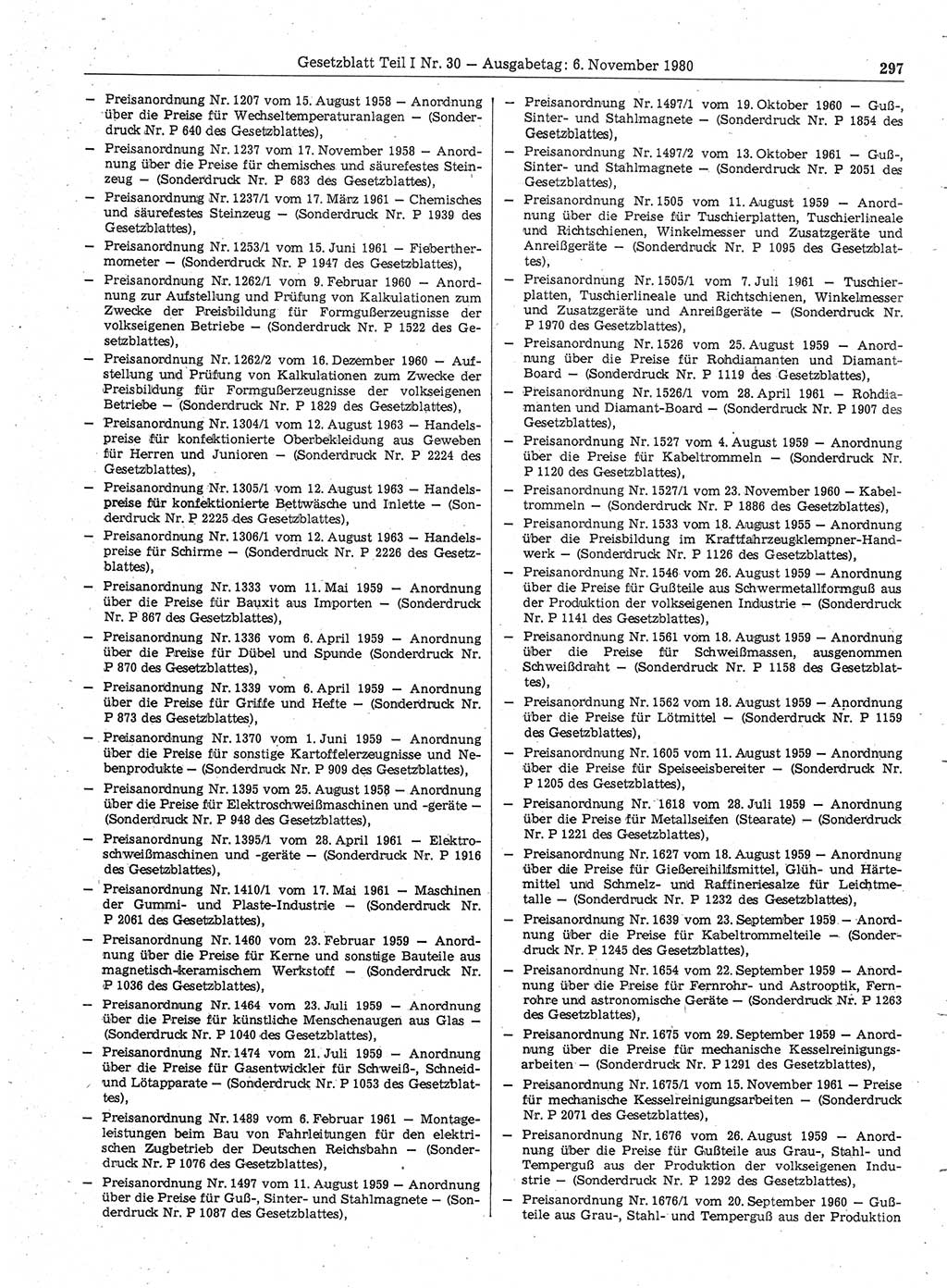 Gesetzblatt (GBl.) der Deutschen Demokratischen Republik (DDR) Teil Ⅰ 1980, Seite 297 (GBl. DDR Ⅰ 1980, S. 297)