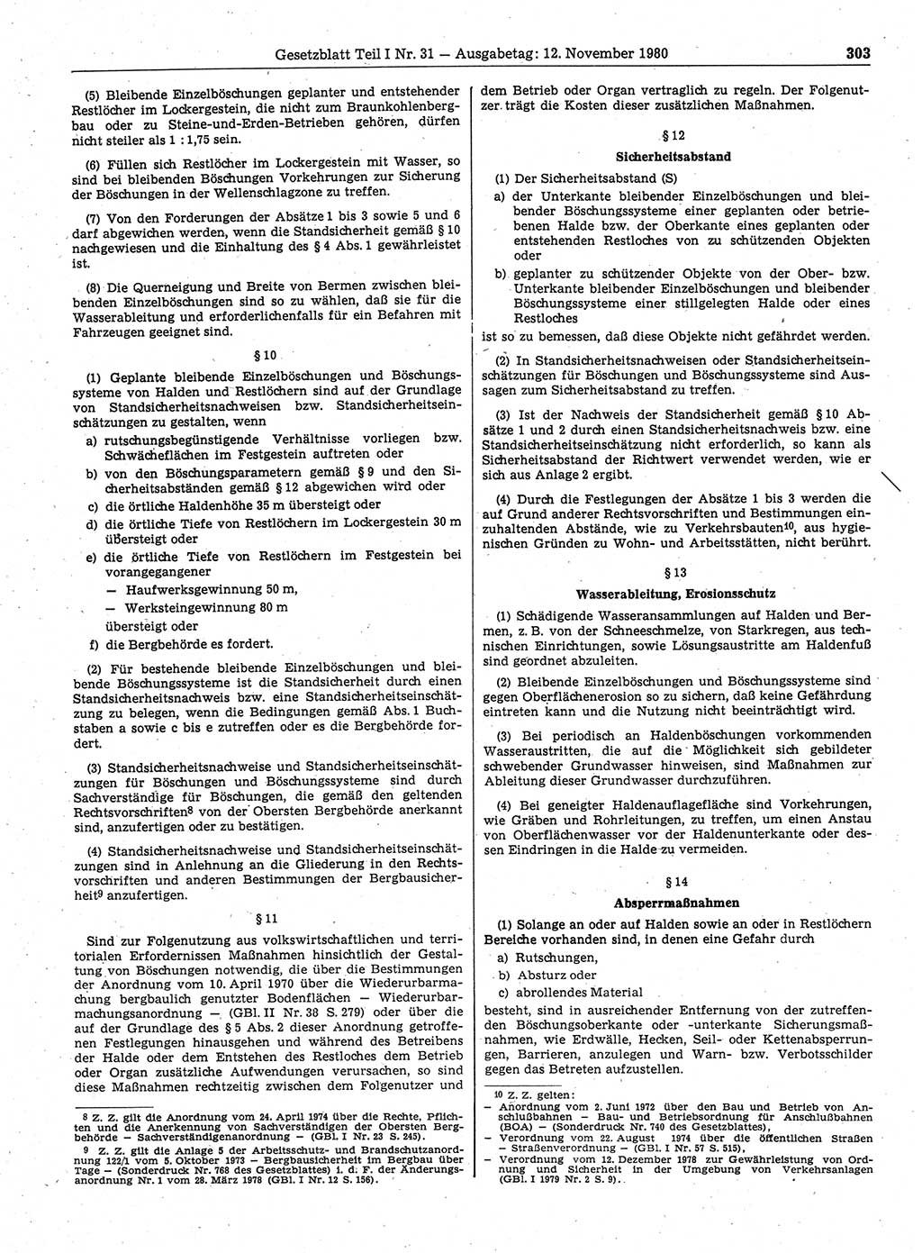 Gesetzblatt (GBl.) der Deutschen Demokratischen Republik (DDR) Teil Ⅰ 1980, Seite 303 (GBl. DDR Ⅰ 1980, S. 303)
