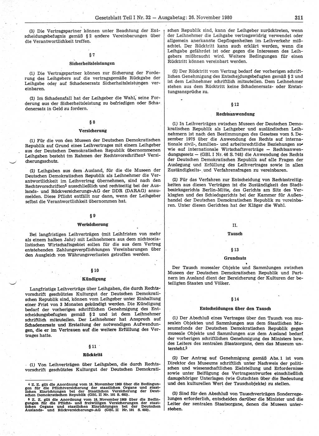 Gesetzblatt (GBl.) der Deutschen Demokratischen Republik (DDR) Teil Ⅰ 1980, Seite 311 (GBl. DDR Ⅰ 1980, S. 311)