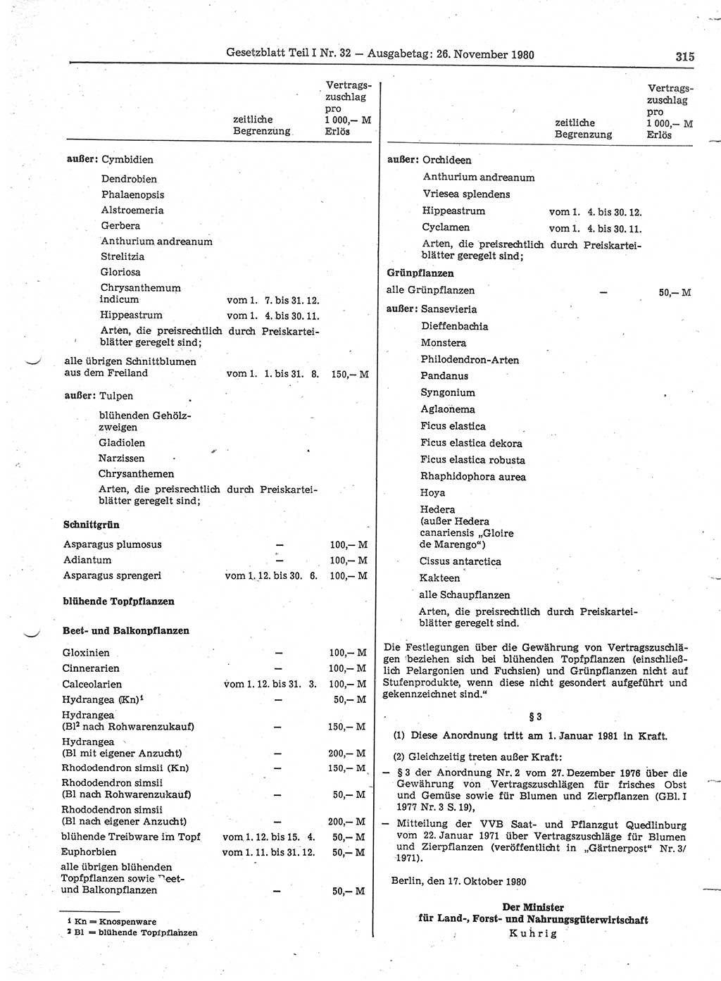 Gesetzblatt (GBl.) der Deutschen Demokratischen Republik (DDR) Teil Ⅰ 1980, Seite 315 (GBl. DDR Ⅰ 1980, S. 315)