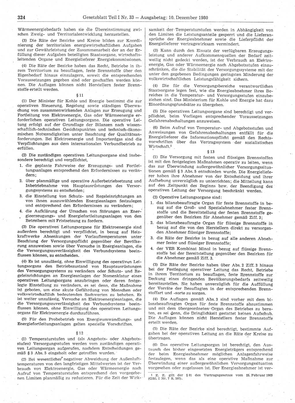 Gesetzblatt (GBl.) der Deutschen Demokratischen Republik (DDR) Teil Ⅰ 1980, Seite 324 (GBl. DDR Ⅰ 1980, S. 324)
