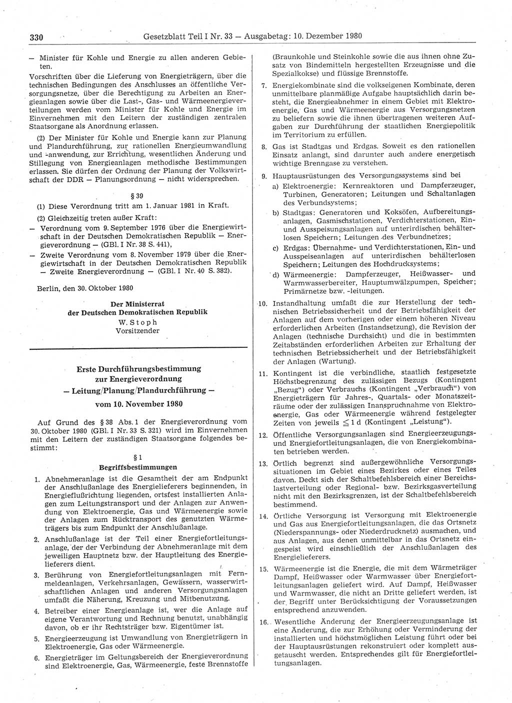 Gesetzblatt (GBl.) der Deutschen Demokratischen Republik (DDR) Teil Ⅰ 1980, Seite 330 (GBl. DDR Ⅰ 1980, S. 330)