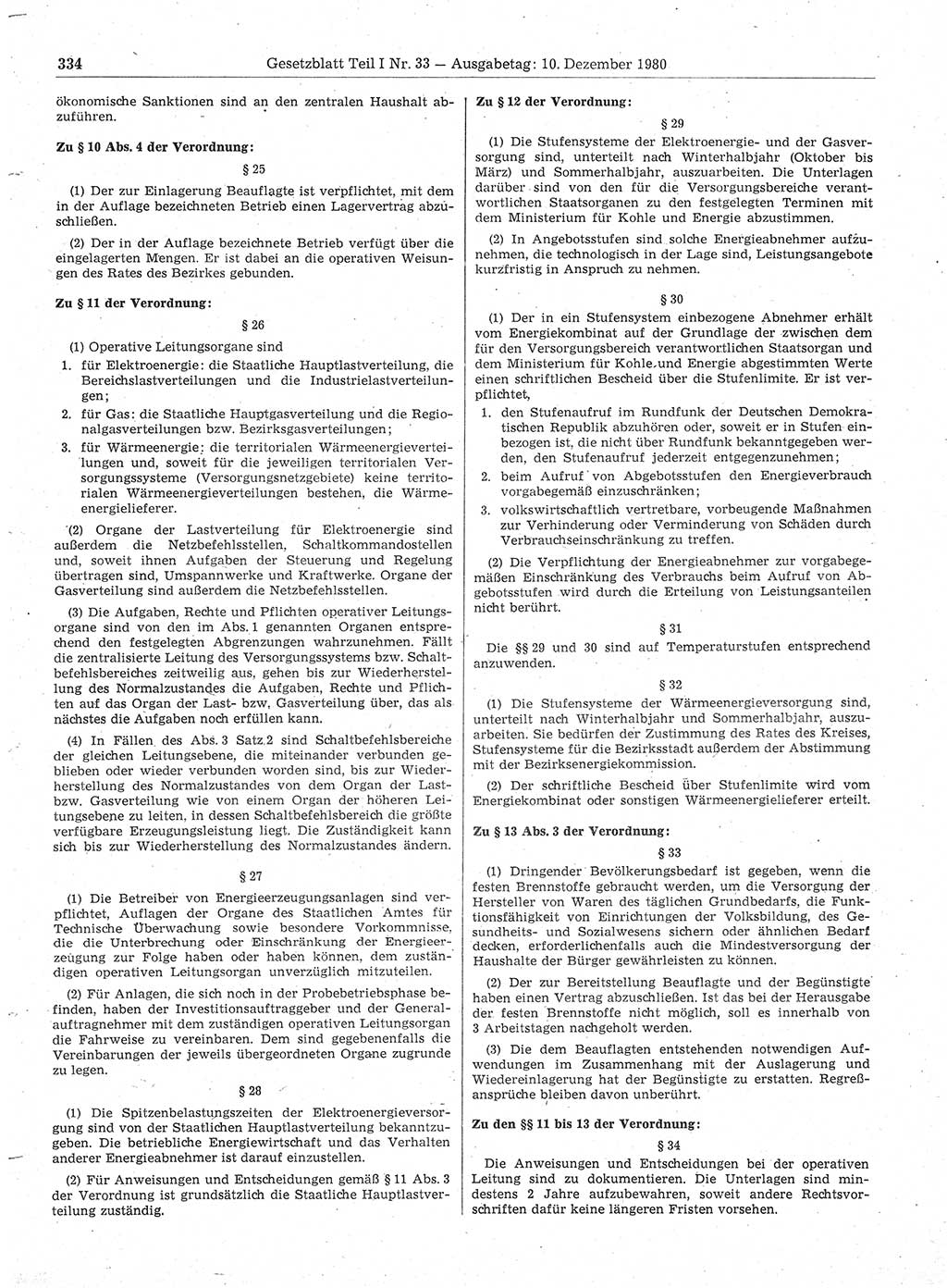 Gesetzblatt (GBl.) der Deutschen Demokratischen Republik (DDR) Teil Ⅰ 1980, Seite 334 (GBl. DDR Ⅰ 1980, S. 334)