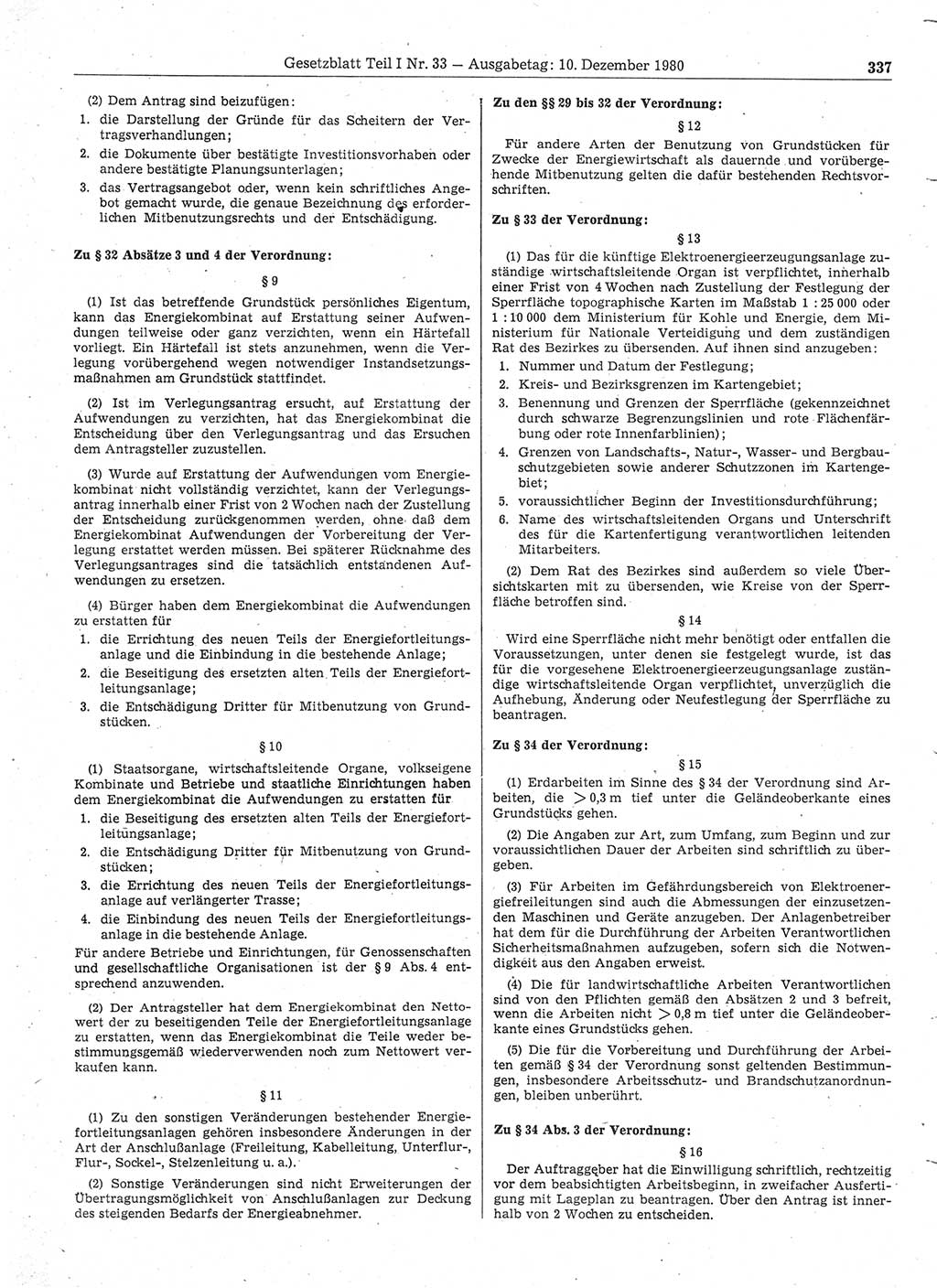 Gesetzblatt (GBl.) der Deutschen Demokratischen Republik (DDR) Teil Ⅰ 1980, Seite 337 (GBl. DDR Ⅰ 1980, S. 337)