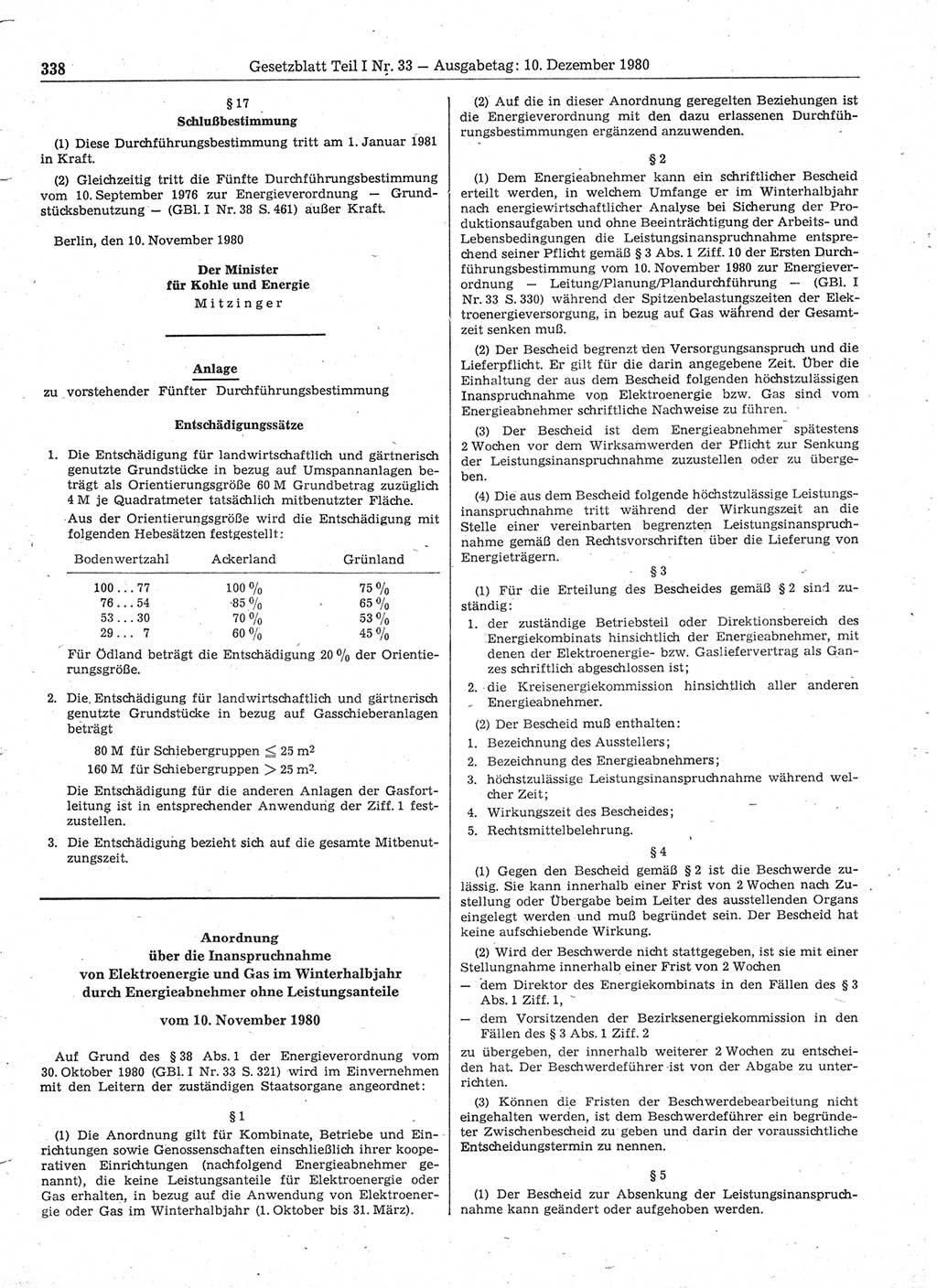 Gesetzblatt (GBl.) der Deutschen Demokratischen Republik (DDR) Teil Ⅰ 1980, Seite 338 (GBl. DDR Ⅰ 1980, S. 338)