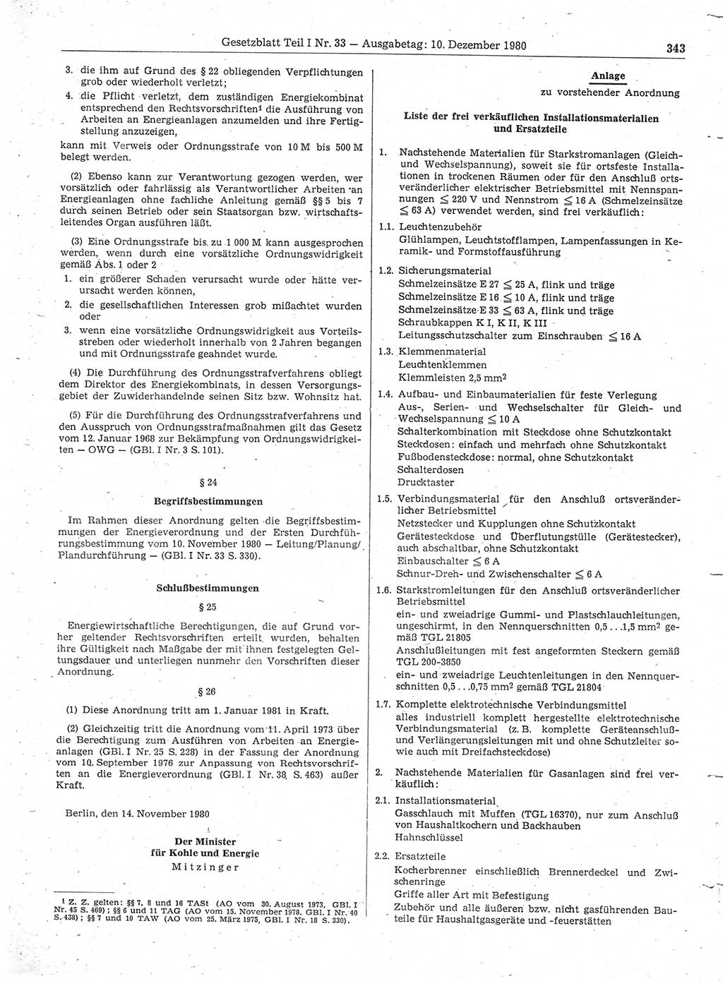 Gesetzblatt (GBl.) der Deutschen Demokratischen Republik (DDR) Teil Ⅰ 1980, Seite 343 (GBl. DDR Ⅰ 1980, S. 343)