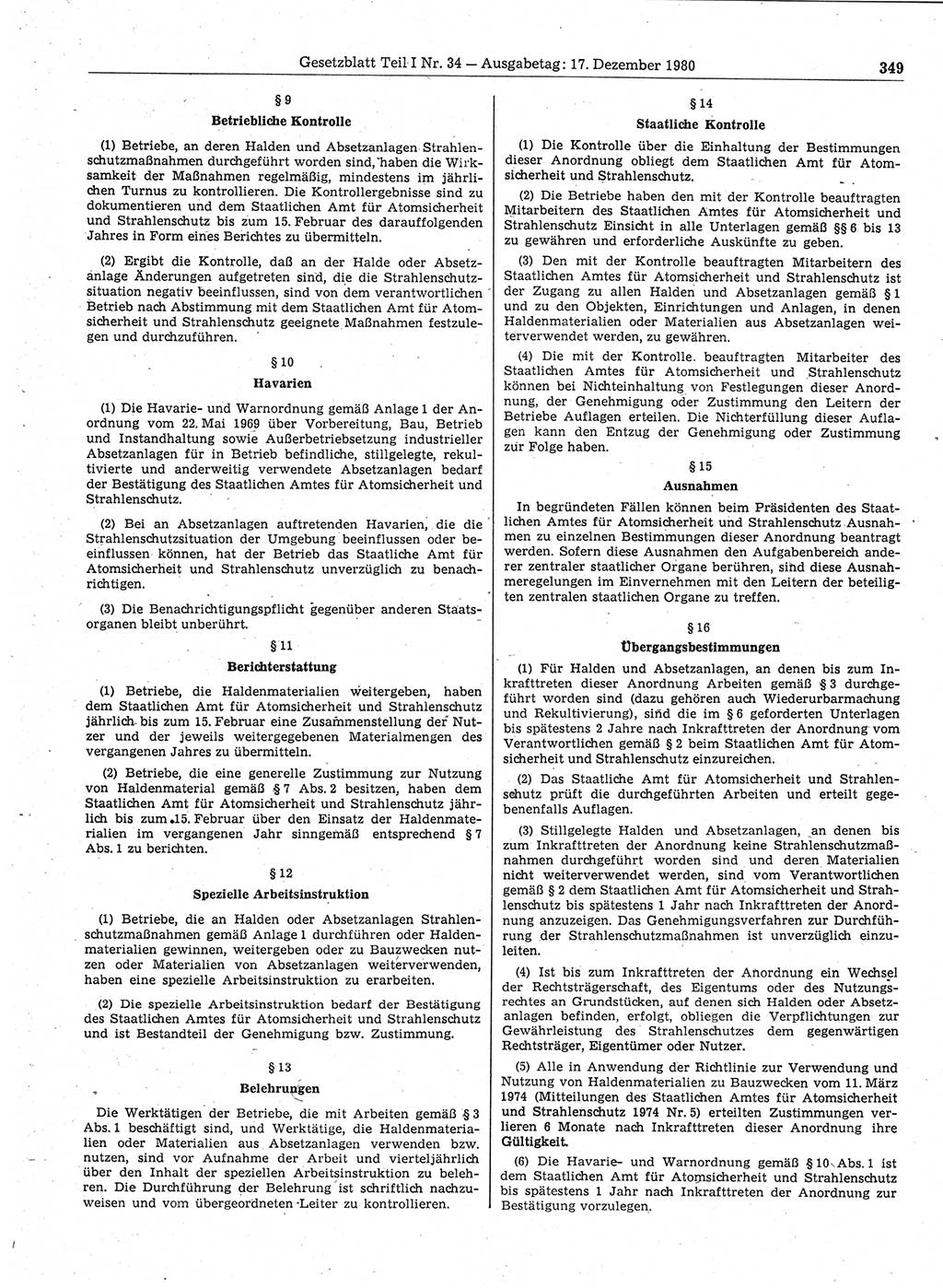 Gesetzblatt (GBl.) der Deutschen Demokratischen Republik (DDR) Teil Ⅰ 1980, Seite 349 (GBl. DDR Ⅰ 1980, S. 349)