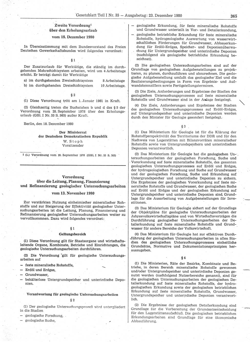Gesetzblatt (GBl.) der Deutschen Demokratischen Republik (DDR) Teil Ⅰ 1980, Seite 365 (GBl. DDR Ⅰ 1980, S. 365)