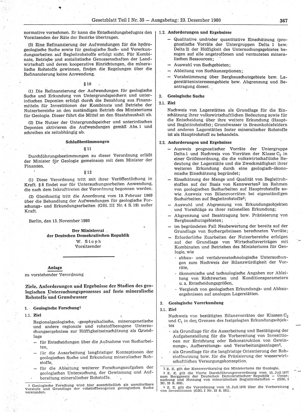 Gesetzblatt (GBl.) der Deutschen Demokratischen Republik (DDR) Teil Ⅰ 1980, Seite 367 (GBl. DDR Ⅰ 1980, S. 367)