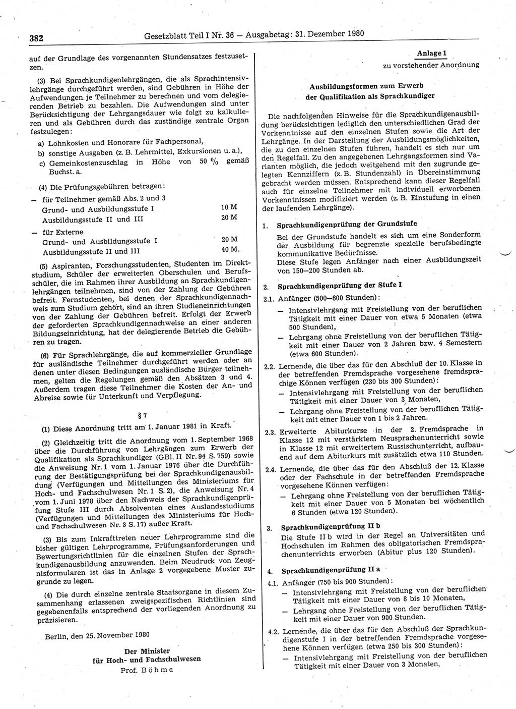 Gesetzblatt (GBl.) der Deutschen Demokratischen Republik (DDR) Teil Ⅰ 1980, Seite 382 (GBl. DDR Ⅰ 1980, S. 382)