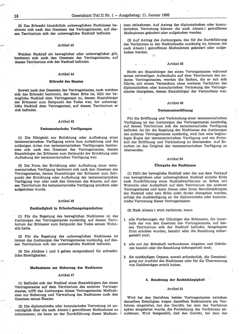Gesetzblatt (GBl.) der Deutschen Demokratischen Republik (DDR) Teil ⅠⅠ 1980, Seite 18 (GBl. DDR ⅠⅠ 1980, S. 18)
