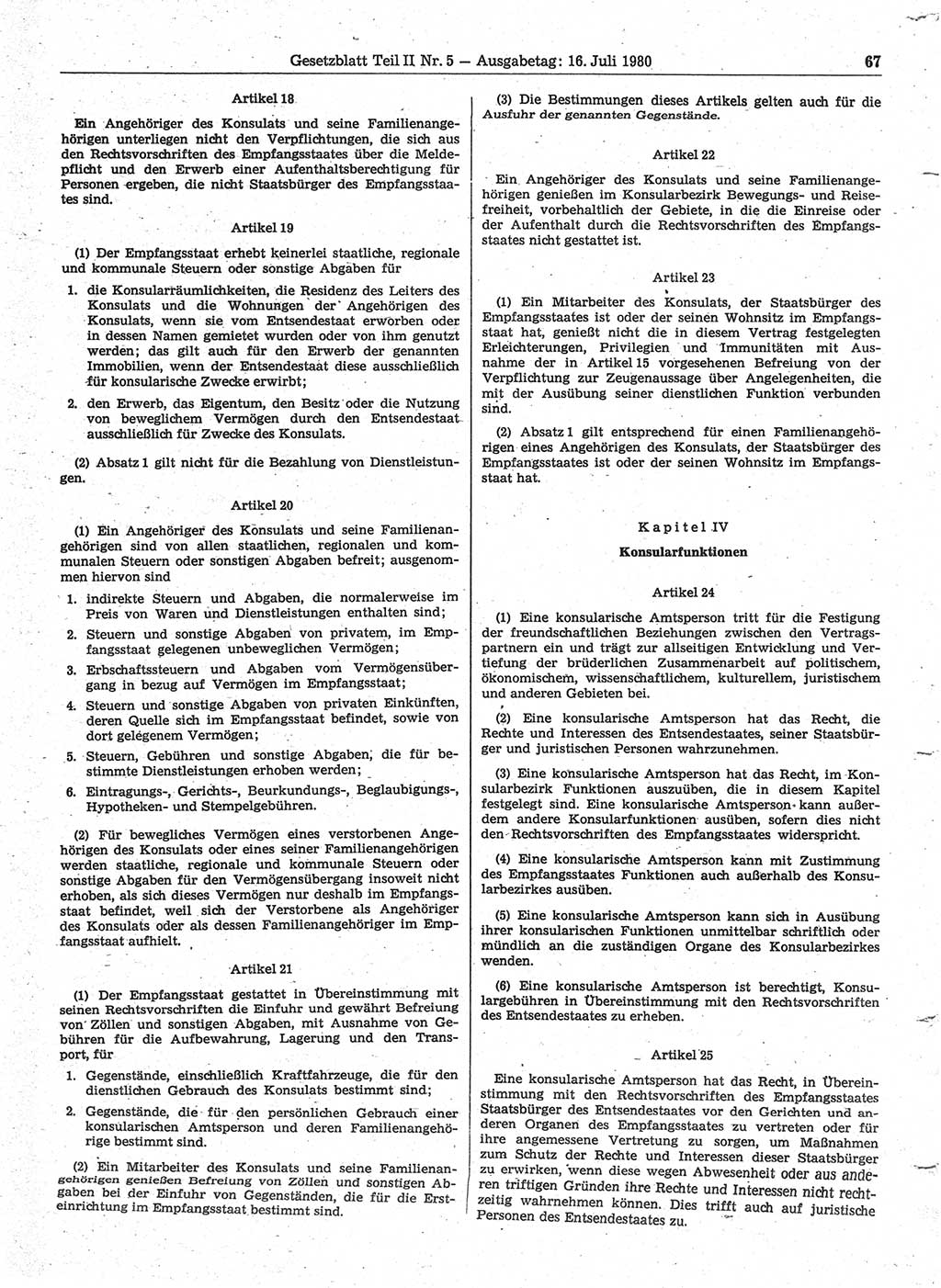 Gesetzblatt (GBl.) der Deutschen Demokratischen Republik (DDR) Teil ⅠⅠ 1980, Seite 67 (GBl. DDR ⅠⅠ 1980, S. 67)
