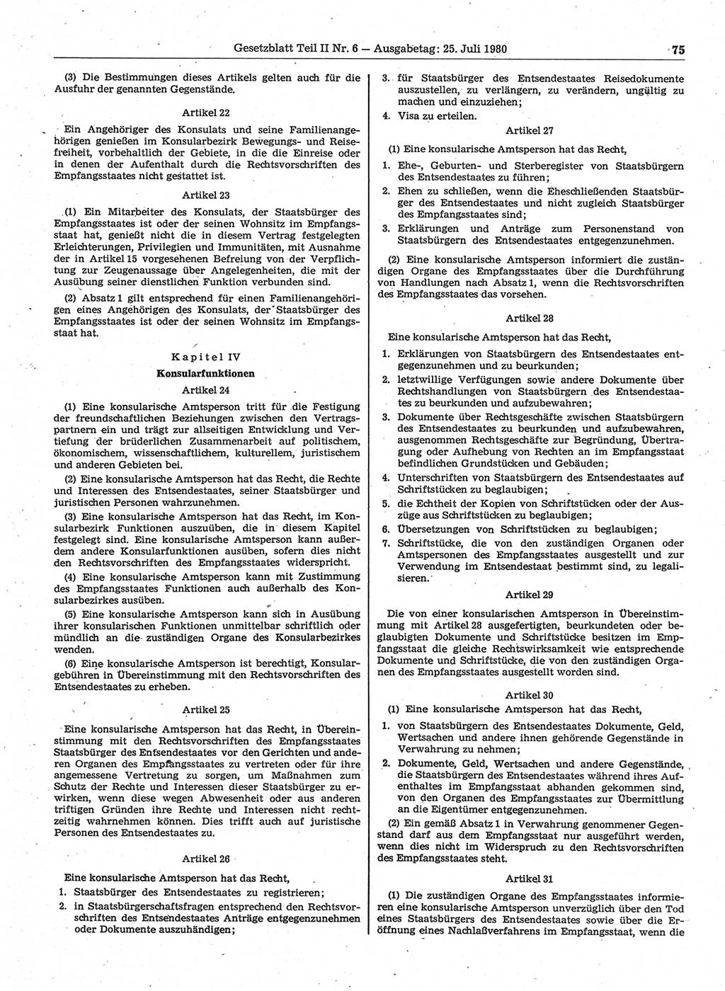 Gesetzblatt (GBl.) der Deutschen Demokratischen Republik (DDR) Teil ⅠⅠ 1980, Seite 75 (GBl. DDR ⅠⅠ 1980, S. 75)