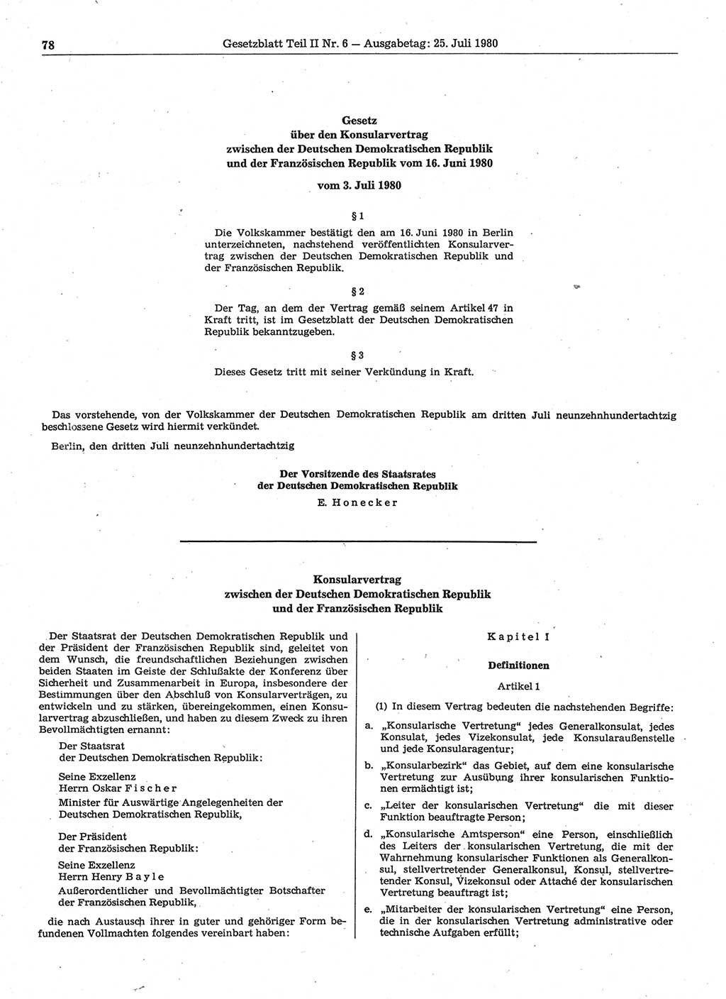 Gesetzblatt (GBl.) der Deutschen Demokratischen Republik (DDR) Teil ⅠⅠ 1980, Seite 78 (GBl. DDR ⅠⅠ 1980, S. 78)