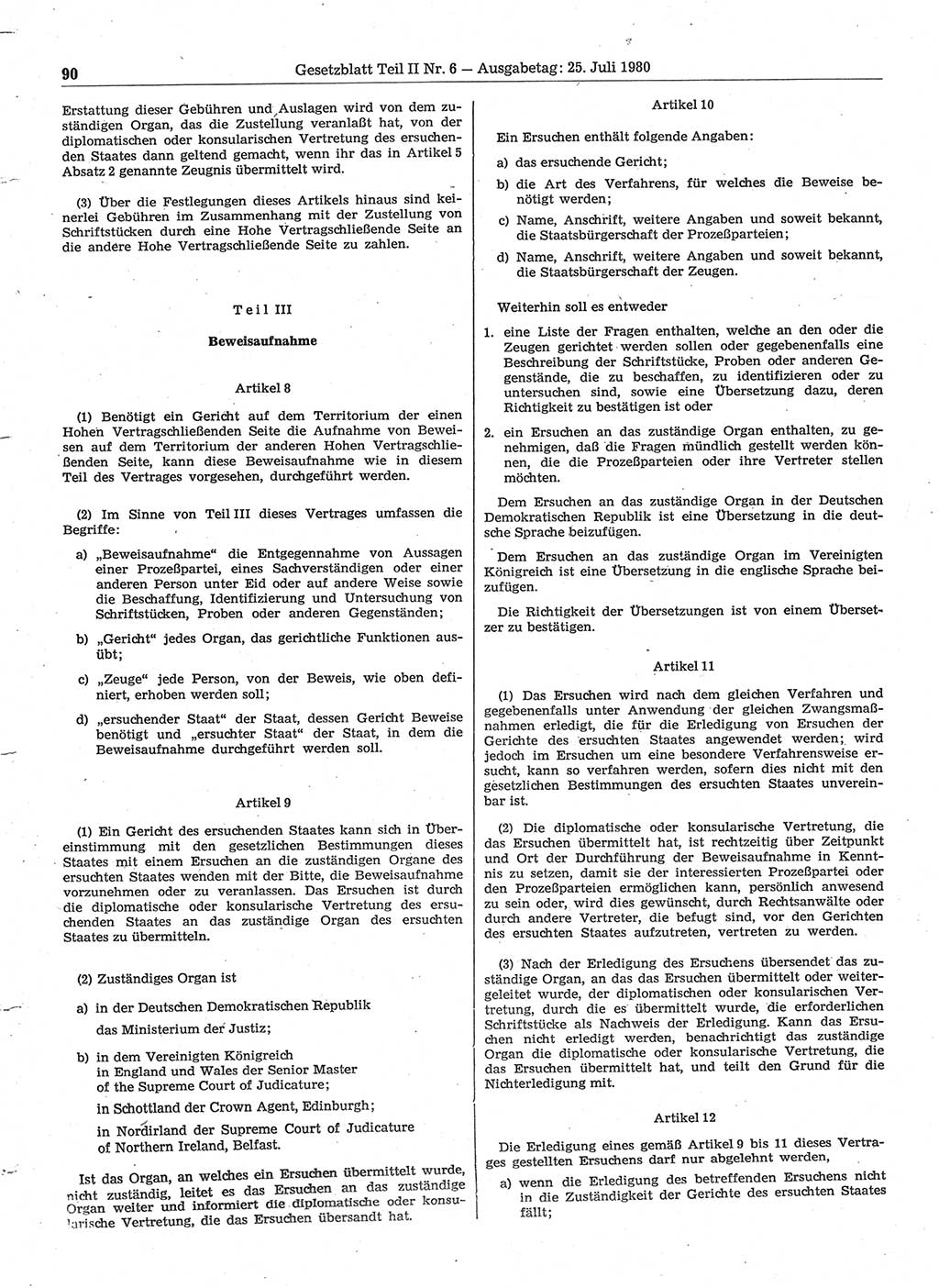 Gesetzblatt (GBl.) der Deutschen Demokratischen Republik (DDR) Teil ⅠⅠ 1980, Seite 90 (GBl. DDR ⅠⅠ 1980, S. 90)