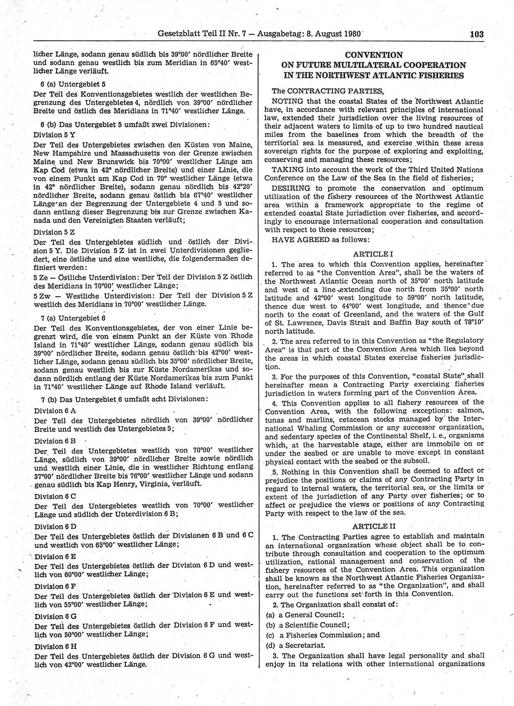 Gesetzblatt (GBl.) der Deutschen Demokratischen Republik (DDR) Teil ⅠⅠ 1980, Seite 103 (GBl. DDR ⅠⅠ 1980, S. 103)