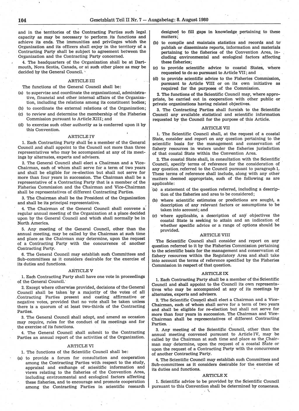 Gesetzblatt (GBl.) der Deutschen Demokratischen Republik (DDR) Teil ⅠⅠ 1980, Seite 104 (GBl. DDR ⅠⅠ 1980, S. 104)
