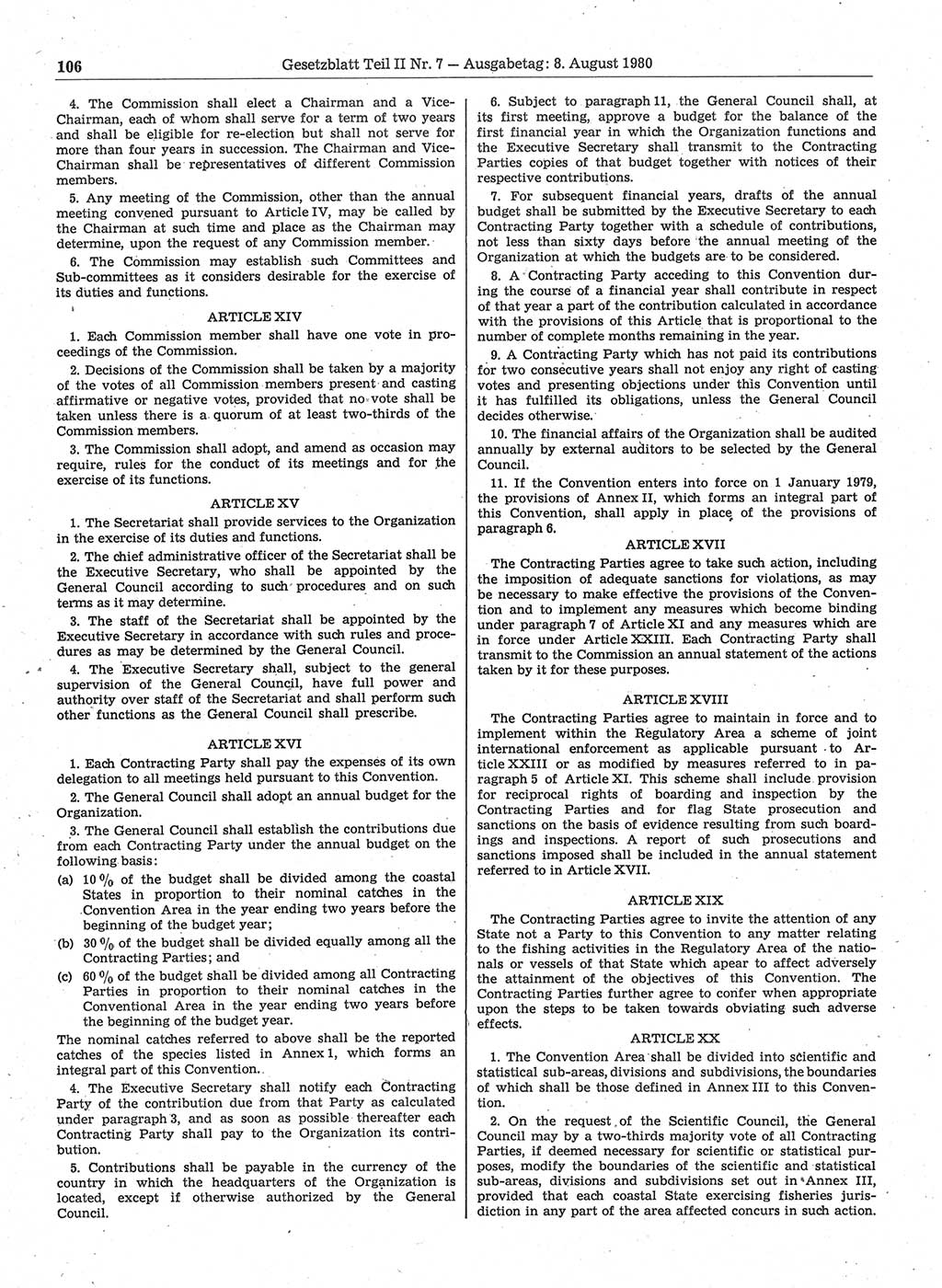 Gesetzblatt (GBl.) der Deutschen Demokratischen Republik (DDR) Teil ⅠⅠ 1980, Seite 106 (GBl. DDR ⅠⅠ 1980, S. 106)
