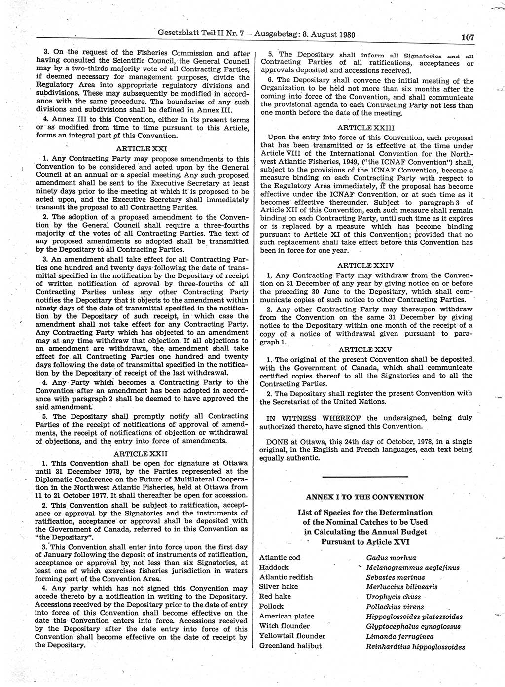 Gesetzblatt (GBl.) der Deutschen Demokratischen Republik (DDR) Teil ⅠⅠ 1980, Seite 107 (GBl. DDR ⅠⅠ 1980, S. 107)