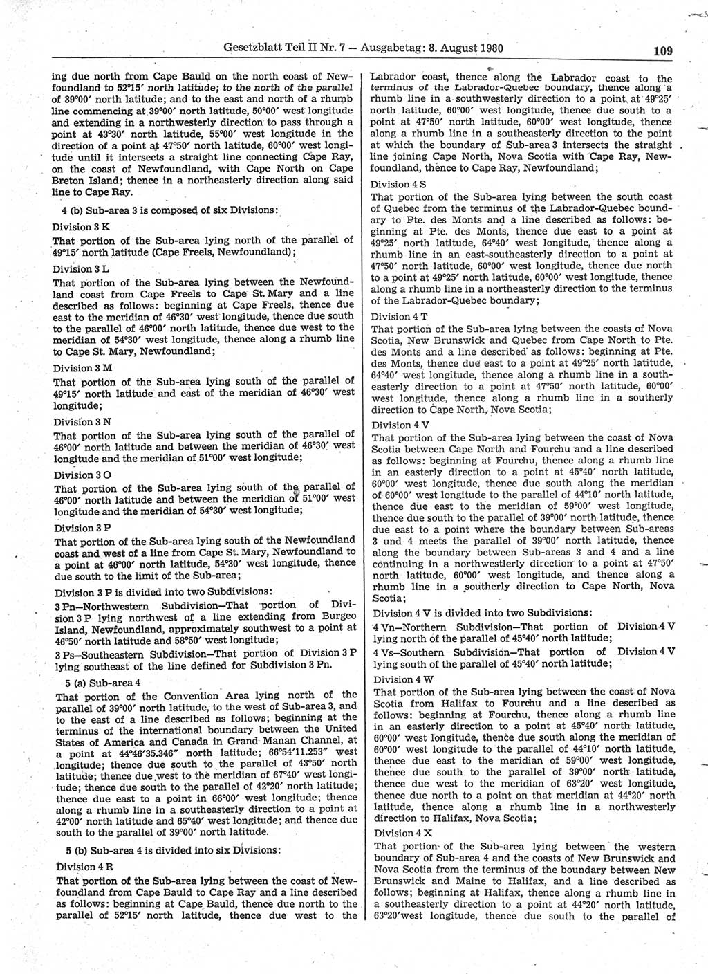 Gesetzblatt (GBl.) der Deutschen Demokratischen Republik (DDR) Teil ⅠⅠ 1980, Seite 109 (GBl. DDR ⅠⅠ 1980, S. 109)