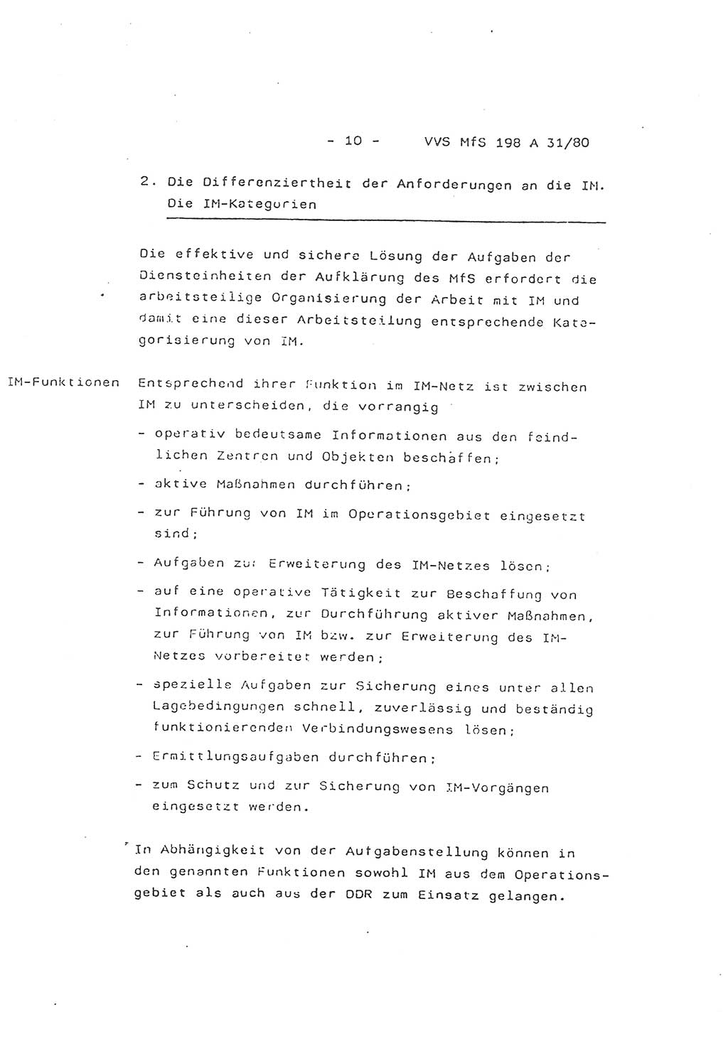 2. Kommentar zur Richtlinie 2/79, Die Anforderungen an Inoffizielle Mitarbeiter der Diensteinheiten der Aufklärung des MfS, Die IM-Kategorien, Deutsche Demokratische Republik (DDR), Ministerium für Staatssicherheit (MfS), Hauptverwaltung A (HV A), Vertrauliche Verschlußsache (VVS) 198 A 31/80, Berlin 1980, Blatt 10 (Komm. RL 2/79 DDR MfS HV A VVS 198 A 31/80 1980, Bl. 10)