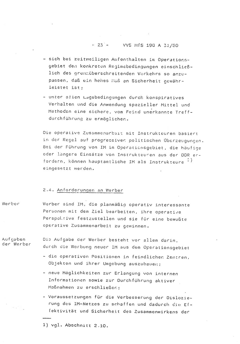 2. Kommentar zur Richtlinie 2/79, Die Anforderungen an Inoffizielle Mitarbeiter der Diensteinheiten der Aufklärung des MfS, Die IM-Kategorien, Deutsche Demokratische Republik (DDR), Ministerium für Staatssicherheit (MfS), Hauptverwaltung A (HV A), Vertrauliche Verschlußsache (VVS) 198 A 31/80, Berlin 1980, Blatt 23 (Komm. RL 2/79 DDR MfS HV A VVS 198 A 31/80 1980, Bl. 23)