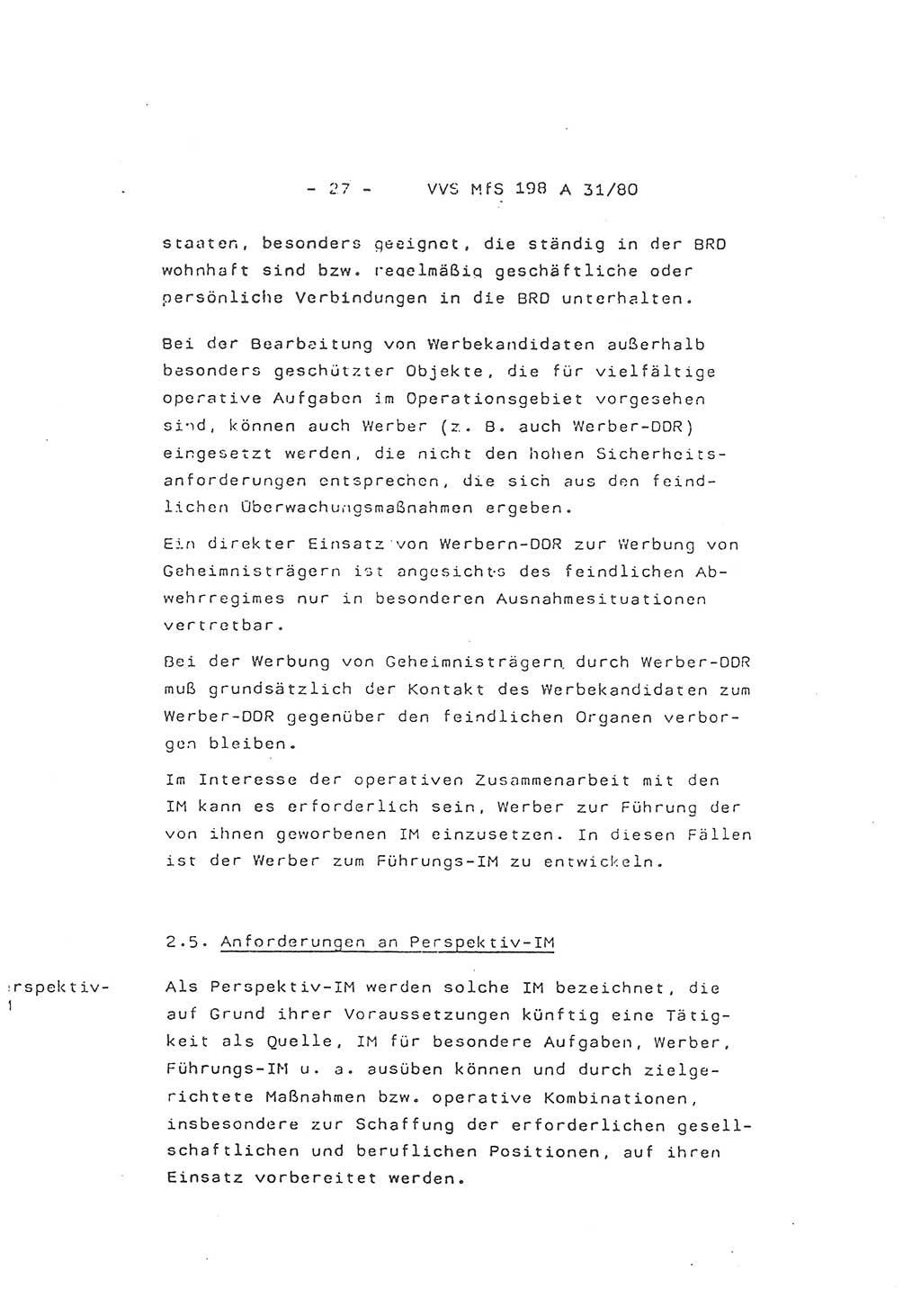 2. Kommentar zur Richtlinie 2/79, Die Anforderungen an Inoffizielle Mitarbeiter der Diensteinheiten der Aufklärung des MfS, Die IM-Kategorien, Deutsche Demokratische Republik (DDR), Ministerium für Staatssicherheit (MfS), Hauptverwaltung A (HV A), Vertrauliche Verschlußsache (VVS) 198 A 31/80, Berlin 1980, Blatt 27 (Komm. RL 2/79 DDR MfS HV A VVS 198 A 31/80 1980, Bl. 27)