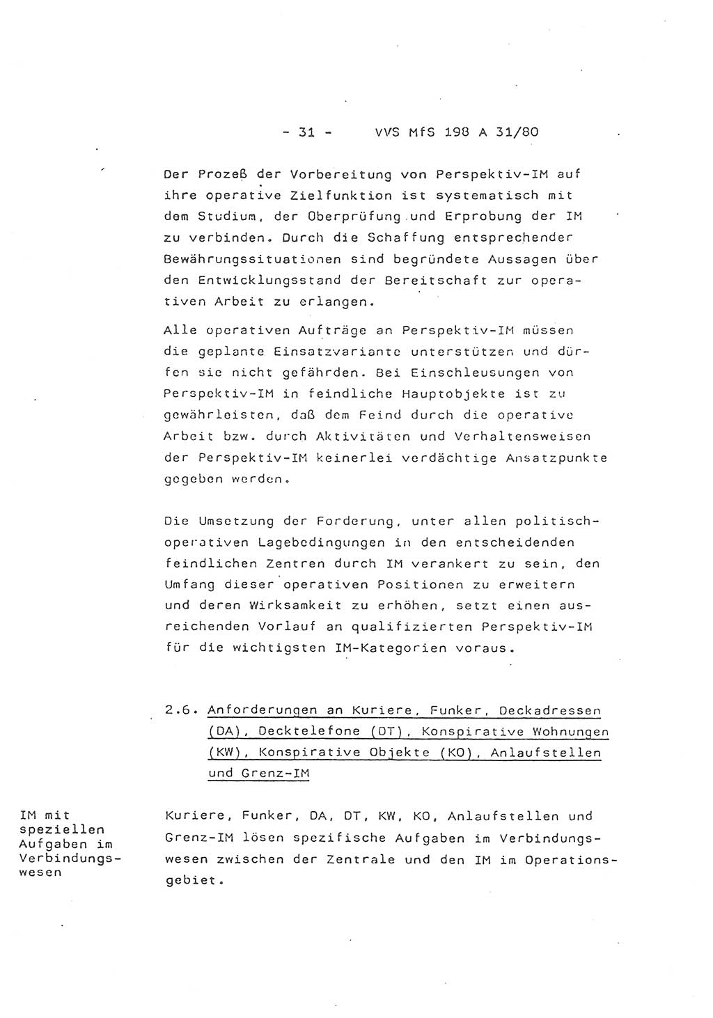 2. Kommentar zur Richtlinie 2/79, Die Anforderungen an Inoffizielle Mitarbeiter der Diensteinheiten der Aufklärung des MfS, Die IM-Kategorien, Deutsche Demokratische Republik (DDR), Ministerium für Staatssicherheit (MfS), Hauptverwaltung A (HV A), Vertrauliche Verschlußsache (VVS) 198 A 31/80, Berlin 1980, Blatt 31 (Komm. RL 2/79 DDR MfS HV A VVS 198 A 31/80 1980, Bl. 31)