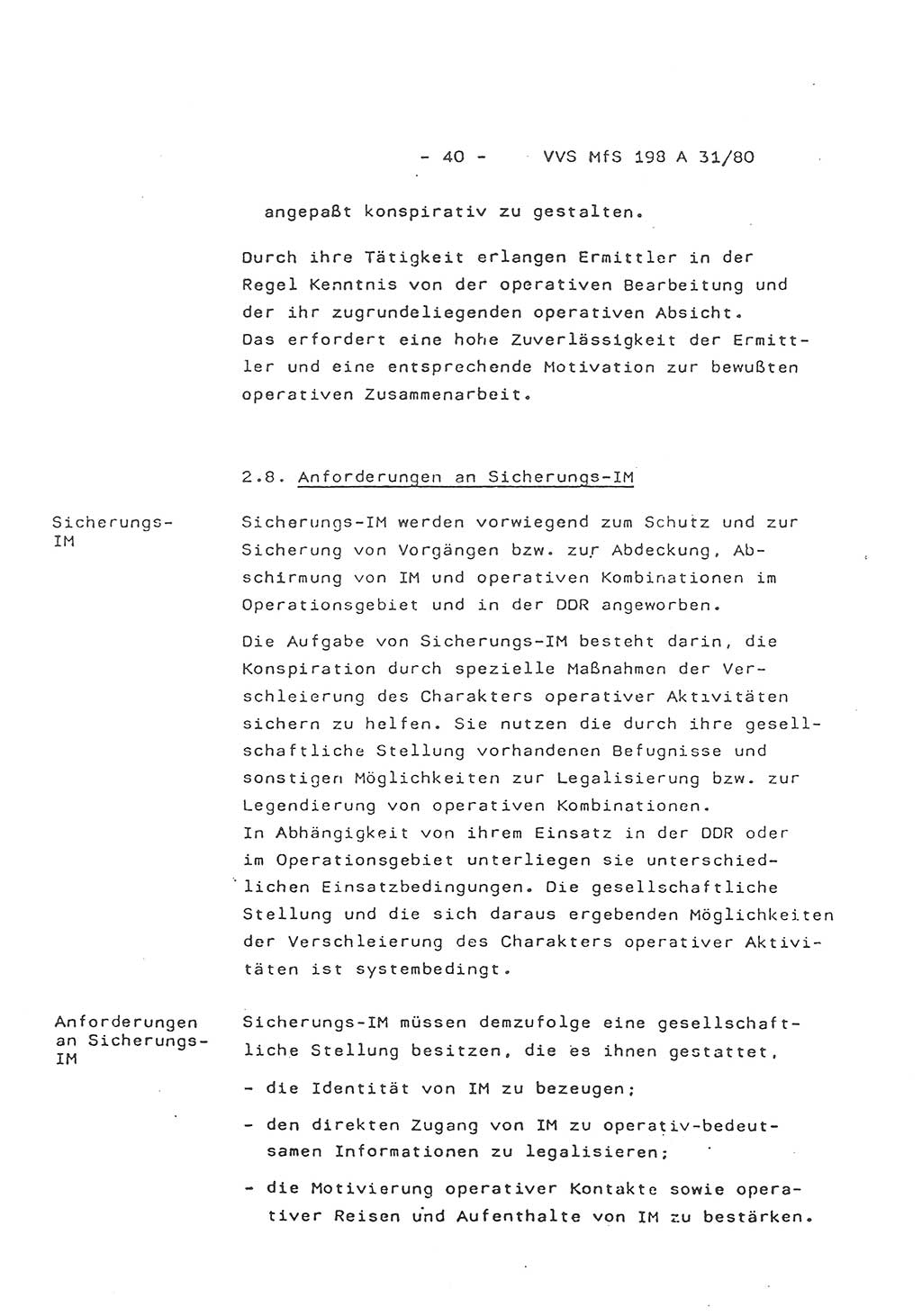 2. Kommentar zur Richtlinie 2/79, Die Anforderungen an Inoffizielle Mitarbeiter der Diensteinheiten der Aufklärung des MfS, Die IM-Kategorien, Deutsche Demokratische Republik (DDR), Ministerium für Staatssicherheit (MfS), Hauptverwaltung A (HV A), Vertrauliche Verschlußsache (VVS) 198 A 31/80, Berlin 1980, Blatt 40 (Komm. RL 2/79 DDR MfS HV A VVS 198 A 31/80 1980, Bl. 40)