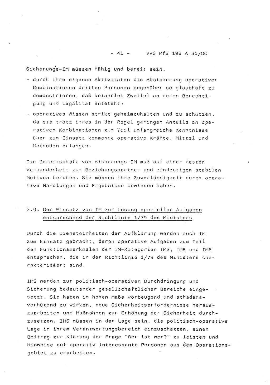 2. Kommentar zur Richtlinie 2/79, Die Anforderungen an Inoffizielle Mitarbeiter der Diensteinheiten der Aufklärung des MfS, Die IM-Kategorien, Deutsche Demokratische Republik (DDR), Ministerium für Staatssicherheit (MfS), Hauptverwaltung A (HV A), Vertrauliche Verschlußsache (VVS) 198 A 31/80, Berlin 1980, Blatt 41 (Komm. RL 2/79 DDR MfS HV A VVS 198 A 31/80 1980, Bl. 41)