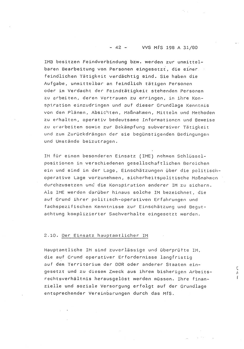 2. Kommentar zur Richtlinie 2/79, Die Anforderungen an Inoffizielle Mitarbeiter der Diensteinheiten der Aufklärung des MfS, Die IM-Kategorien, Deutsche Demokratische Republik (DDR), Ministerium für Staatssicherheit (MfS), Hauptverwaltung A (HV A), Vertrauliche Verschlußsache (VVS) 198 A 31/80, Berlin 1980, Blatt 42 (Komm. RL 2/79 DDR MfS HV A VVS 198 A 31/80 1980, Bl. 42)