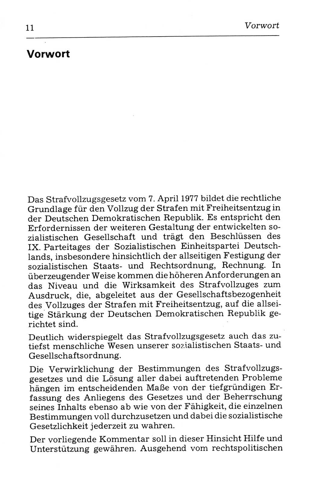 Kommentar zum Strafvollzugsgesetz [(StVG) Deutsche Demokratische Republik (DDR)] 1980, Seite 11 (Komm. StVG DDR 1980, S. 11)