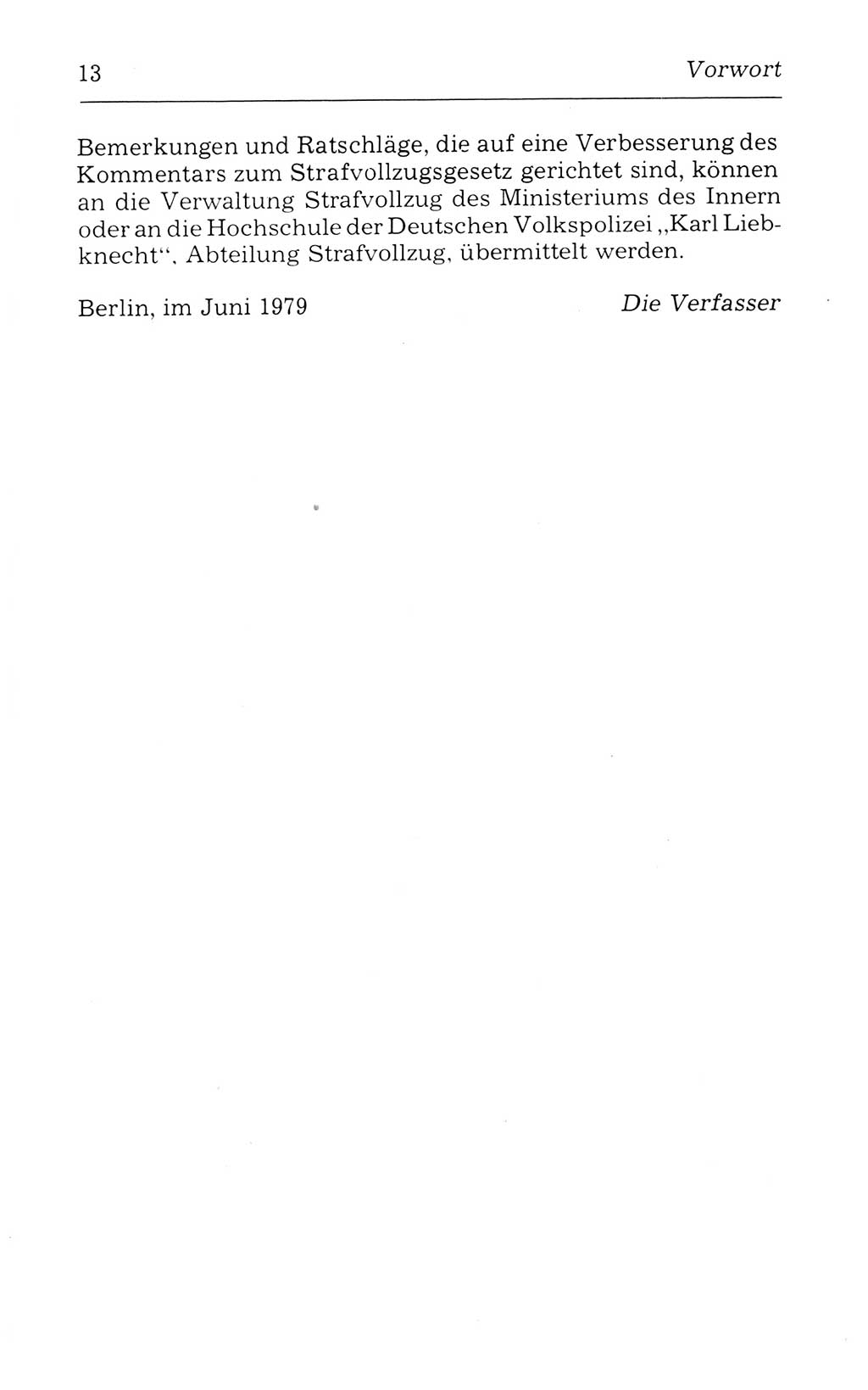 Kommentar zum Strafvollzugsgesetz [(StVG) Deutsche Demokratische Republik (DDR)] 1980, Seite 13 (Komm. StVG DDR 1980, S. 13)