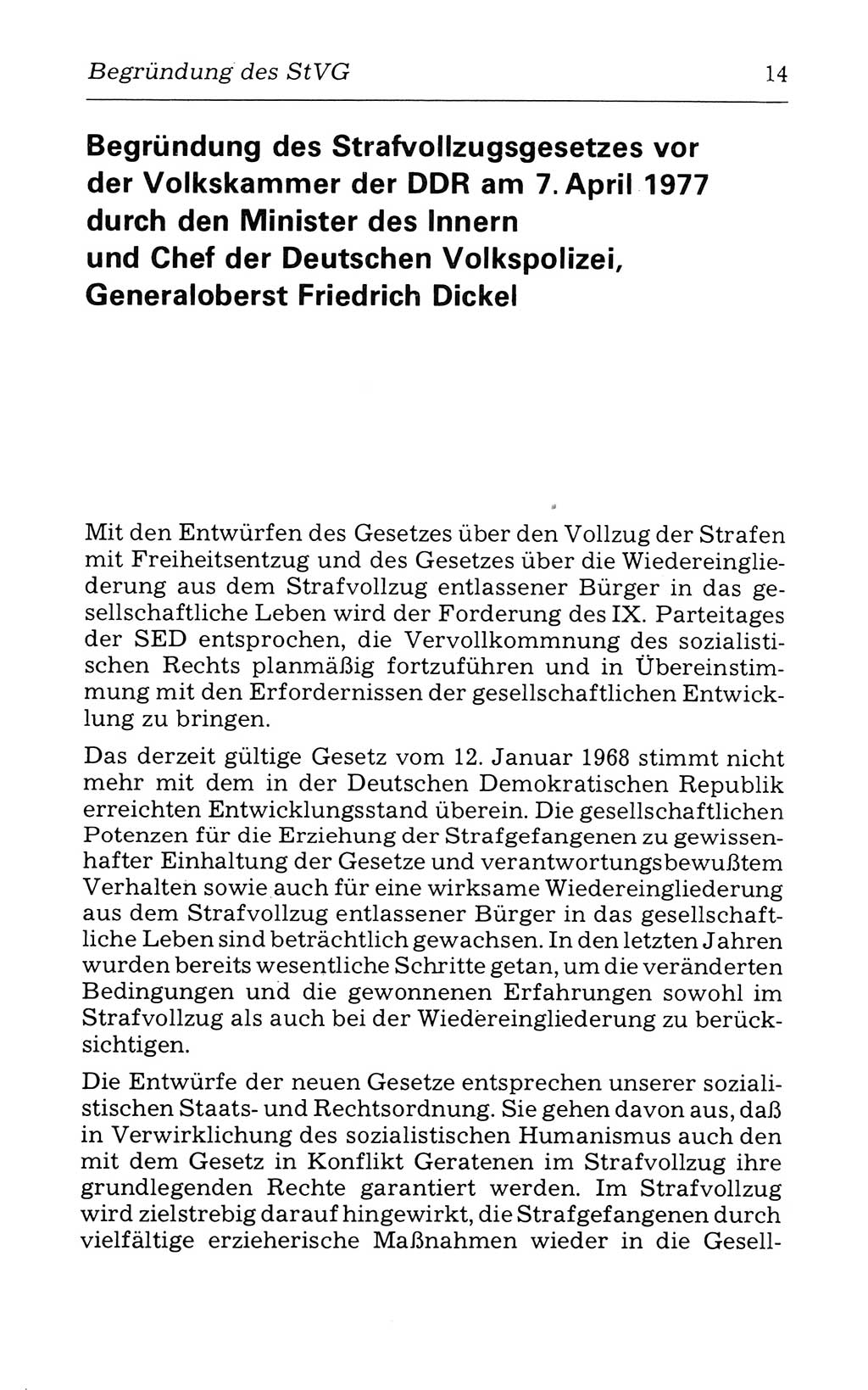 Kommentar zum Strafvollzugsgesetz [(StVG) Deutsche Demokratische Republik (DDR)] 1980, Seite 14 (Komm. StVG DDR 1980, S. 14)