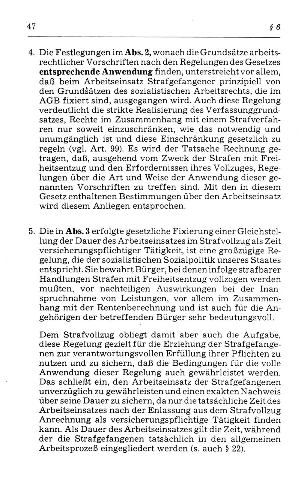 Kommentar zum Strafvollzugsgesetz [(StVG) Deutsche Demokratische Republik (DDR)] 1980, Seite 47 (Komm. StVG DDR 1980, S. 47)