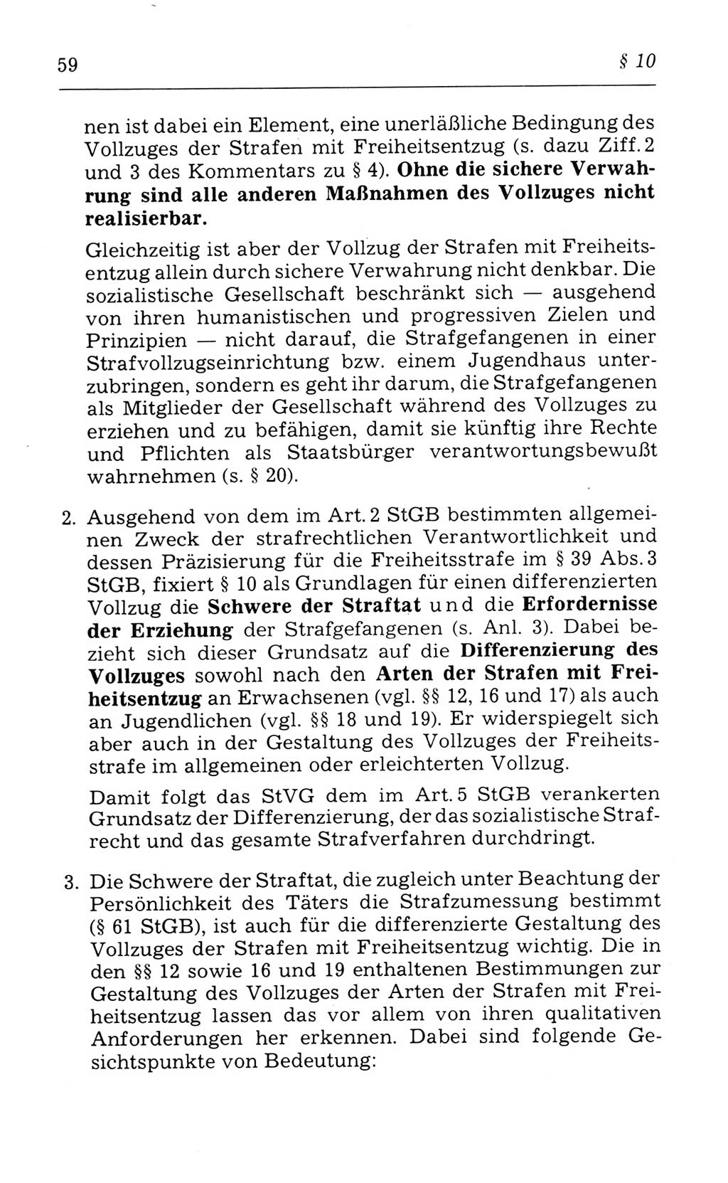 Kommentar zum Strafvollzugsgesetz [(StVG) Deutsche Demokratische Republik (DDR)] 1980, Seite 59 (Komm. StVG DDR 1980, S. 59)