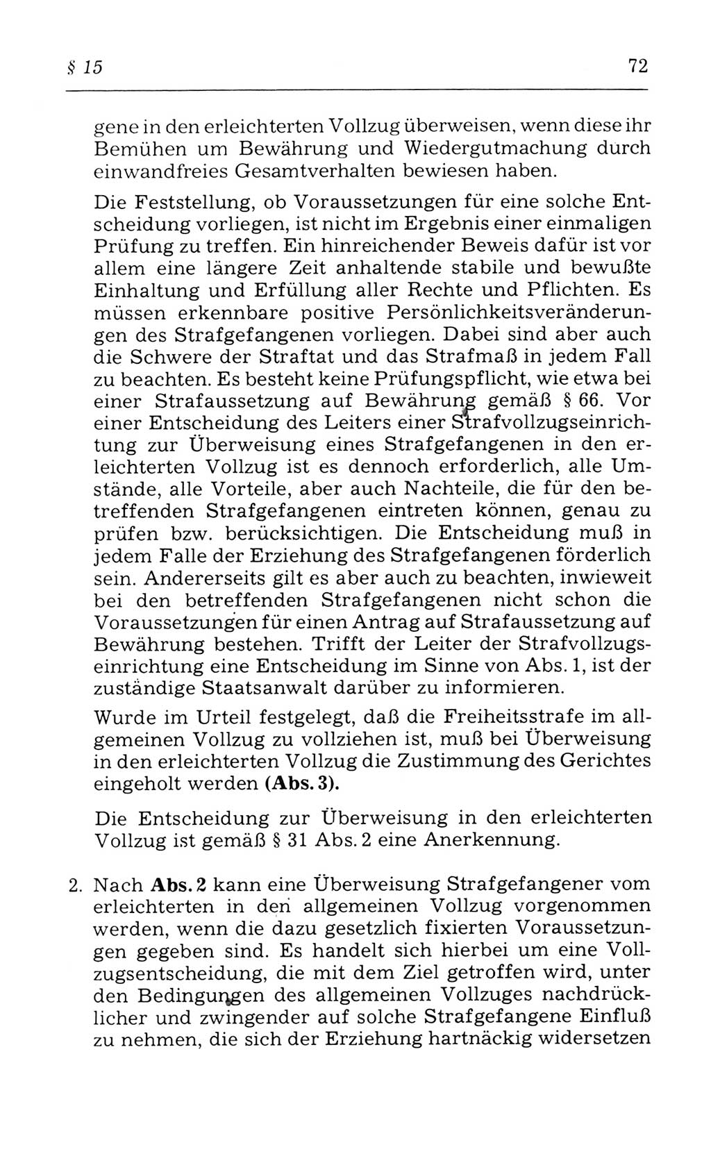 Kommentar zum Strafvollzugsgesetz [(StVG) Deutsche Demokratische Republik (DDR)] 1980, Seite 72 (Komm. StVG DDR 1980, S. 72)