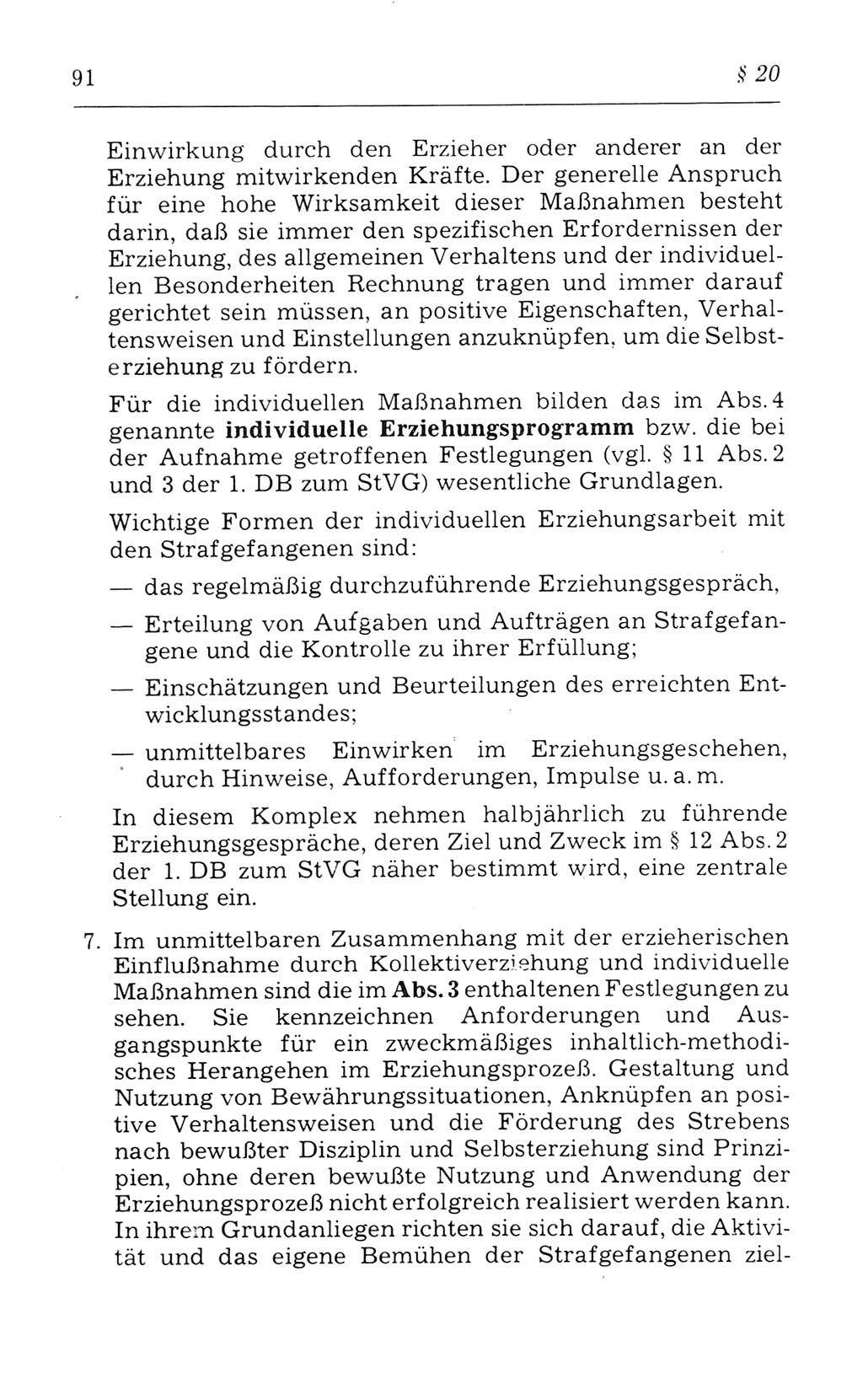 Kommentar zum Strafvollzugsgesetz [(StVG) Deutsche Demokratische Republik (DDR)] 1980, Seite 91 (Komm. StVG DDR 1980, S. 91)