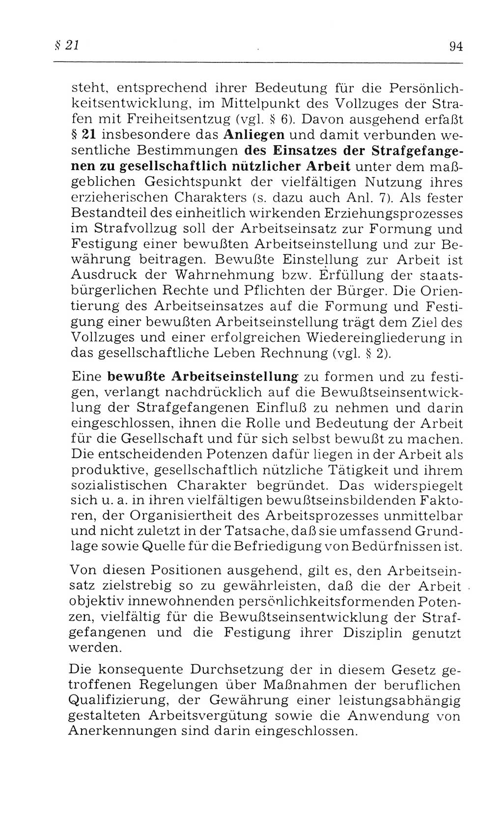 Kommentar zum Strafvollzugsgesetz [(StVG) Deutsche Demokratische Republik (DDR)] 1980, Seite 94 (Komm. StVG DDR 1980, S. 94)