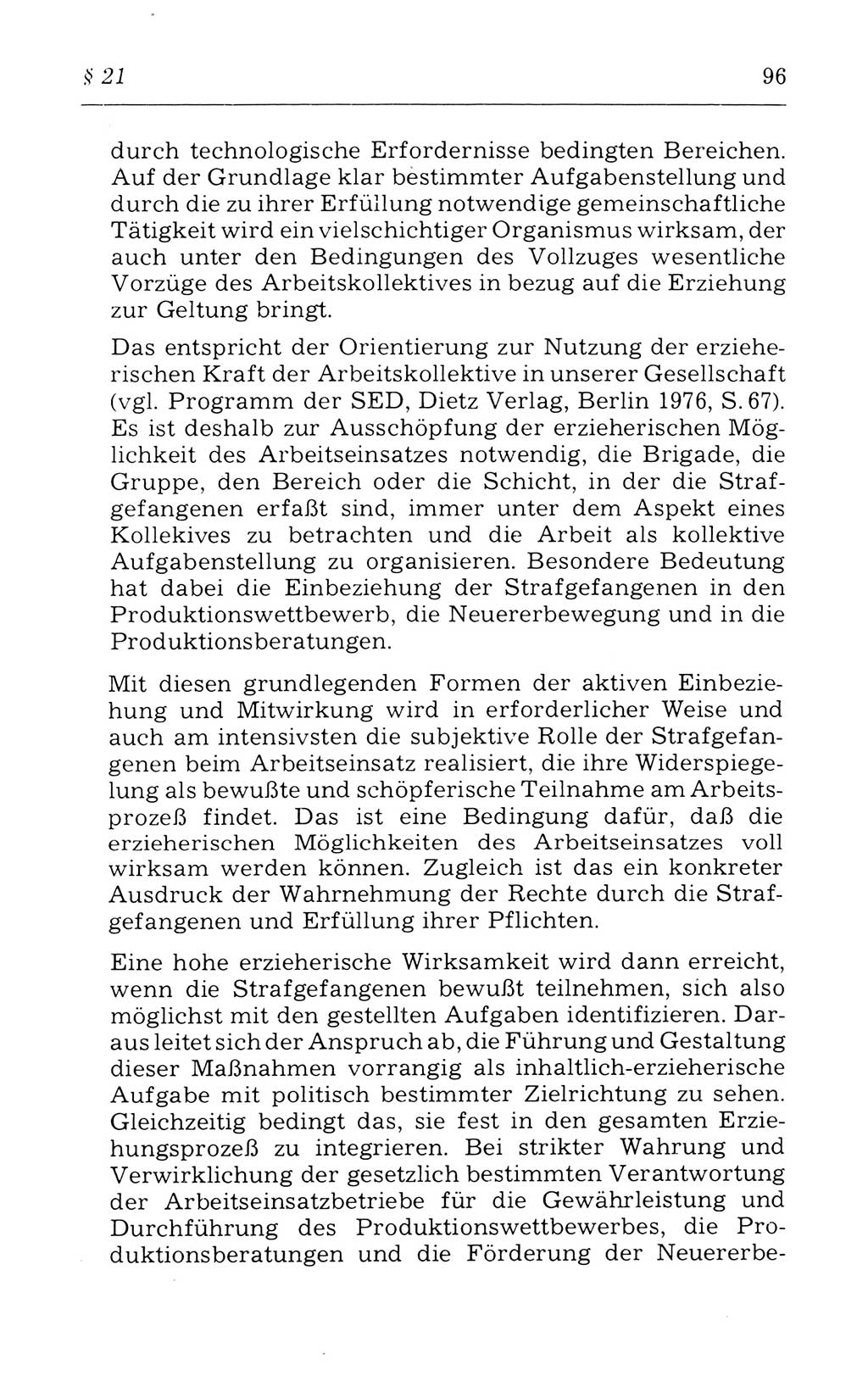 Kommentar zum Strafvollzugsgesetz [(StVG) Deutsche Demokratische Republik (DDR)] 1980, Seite 96 (Komm. StVG DDR 1980, S. 96)