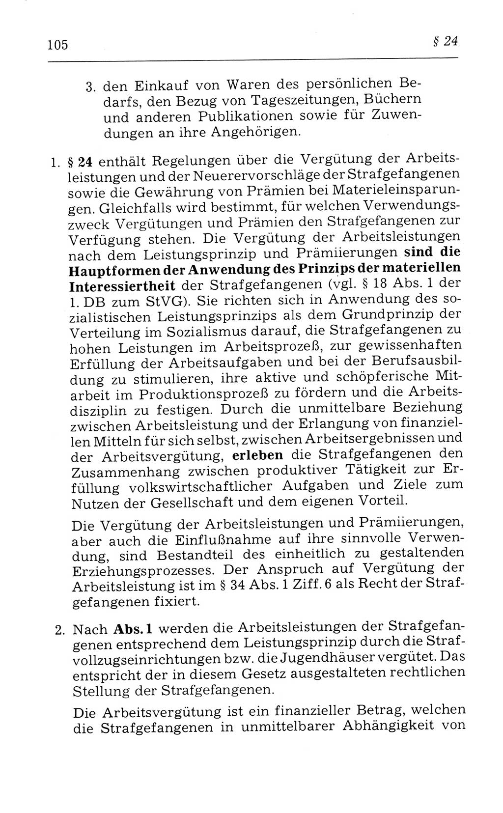 Kommentar zum Strafvollzugsgesetz [(StVG) Deutsche Demokratische Republik (DDR)] 1980, Seite 105 (Komm. StVG DDR 1980, S. 105)