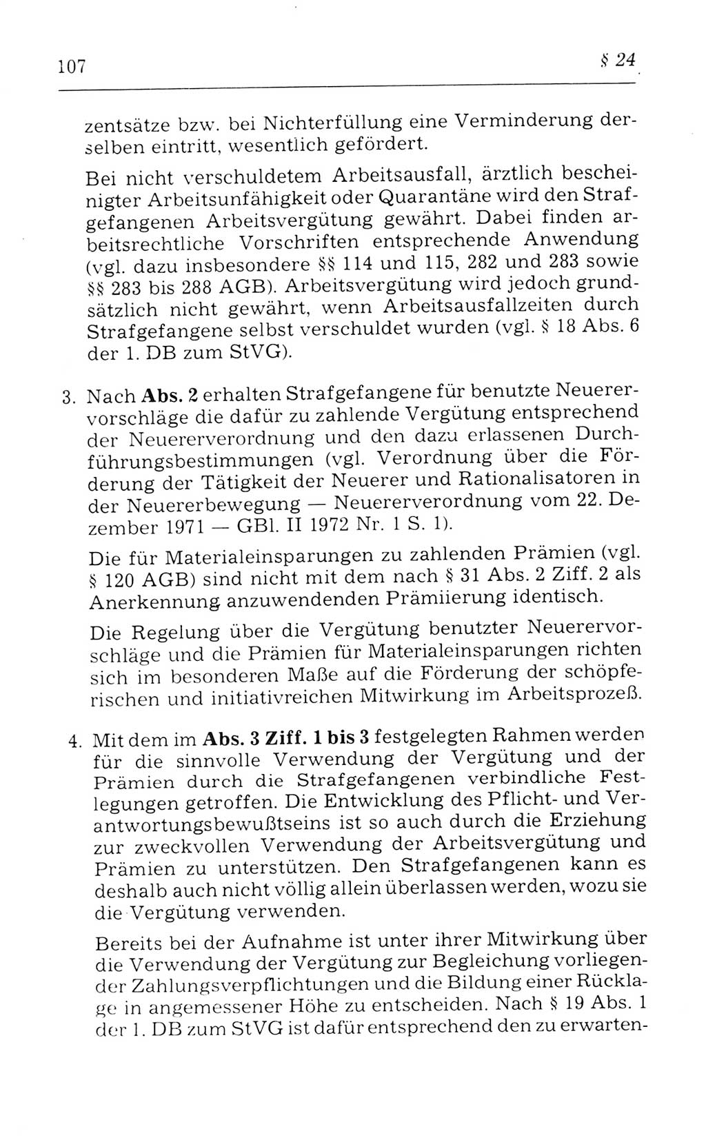 Kommentar zum Strafvollzugsgesetz [(StVG) Deutsche Demokratische Republik (DDR)] 1980, Seite 107 (Komm. StVG DDR 1980, S. 107)